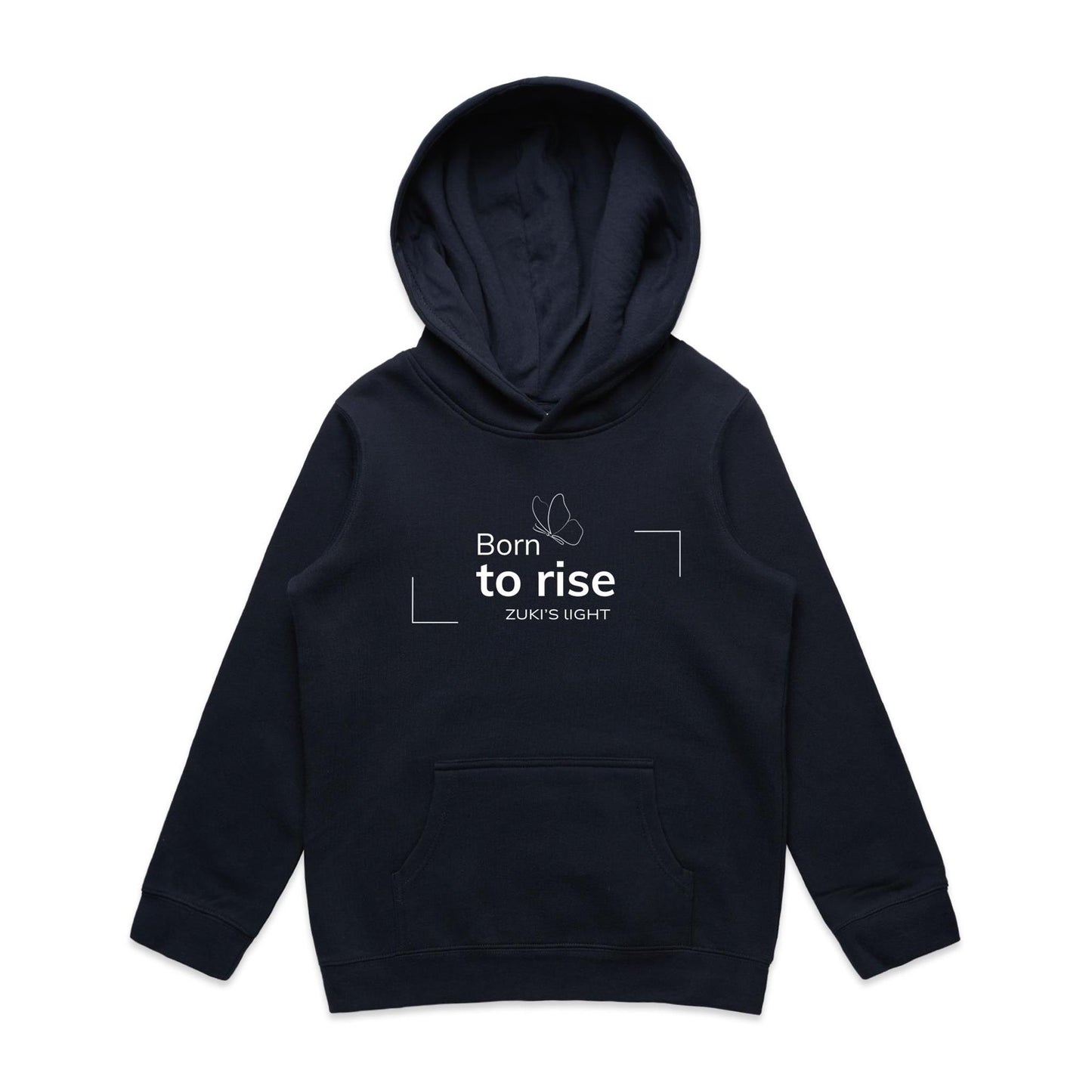 Born to rise- Butterfly- Zuki's Light Branded AS Colour - Youth Supply Hood