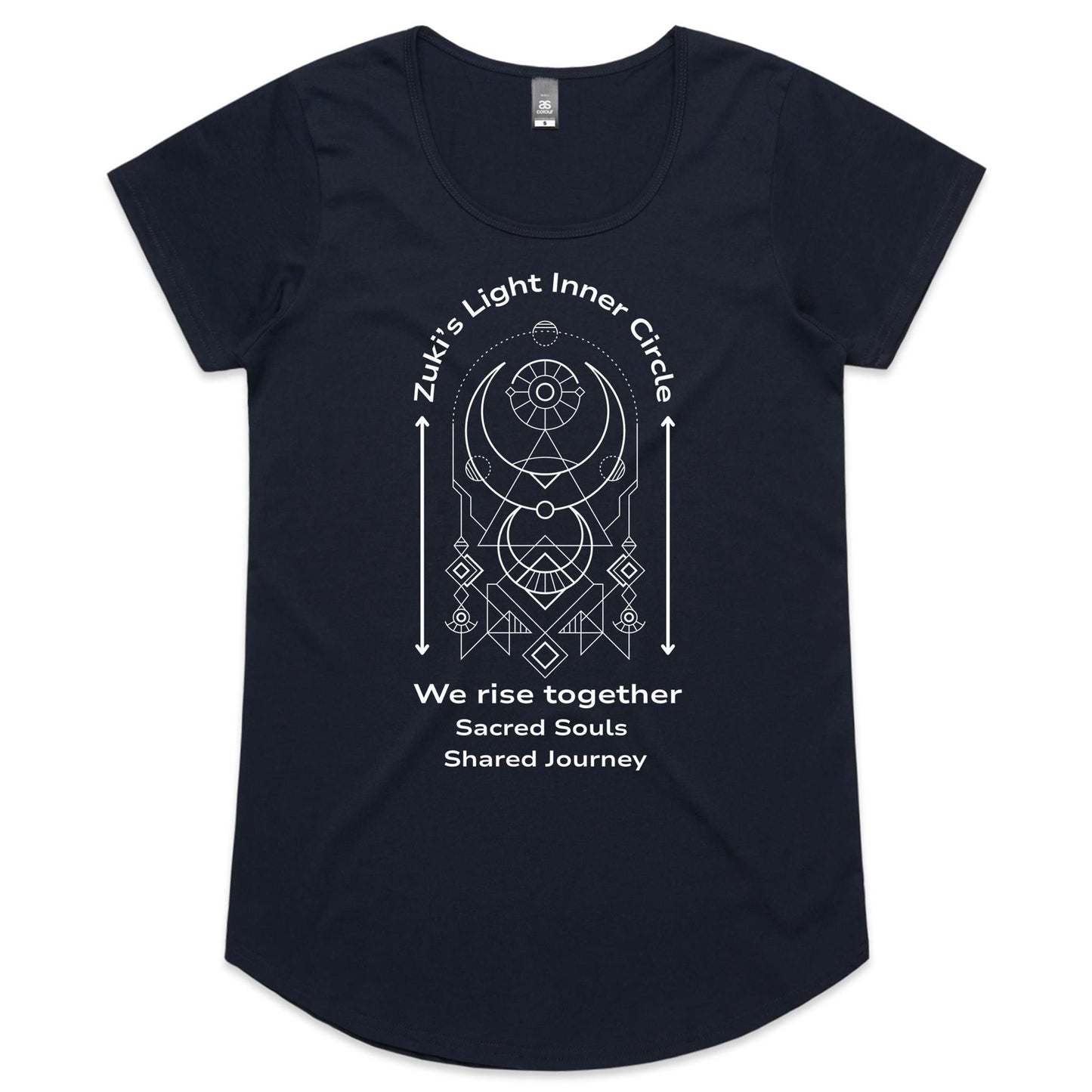Zuki's Light Inner Circle- We rise together- Sacred Souls, Shared journey- Zuki's Light Branded AS Colour Mali - Womens Scoop Neck T-Shirt