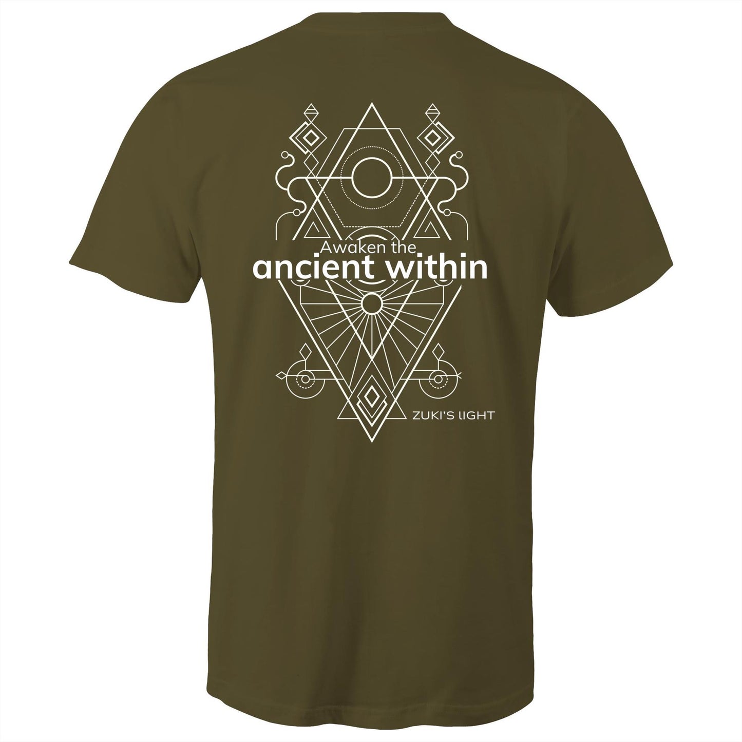 Awaken the ancient within - (Back design only) Zuki's Light Branded AS Colour Staple - Mens T-Shirt