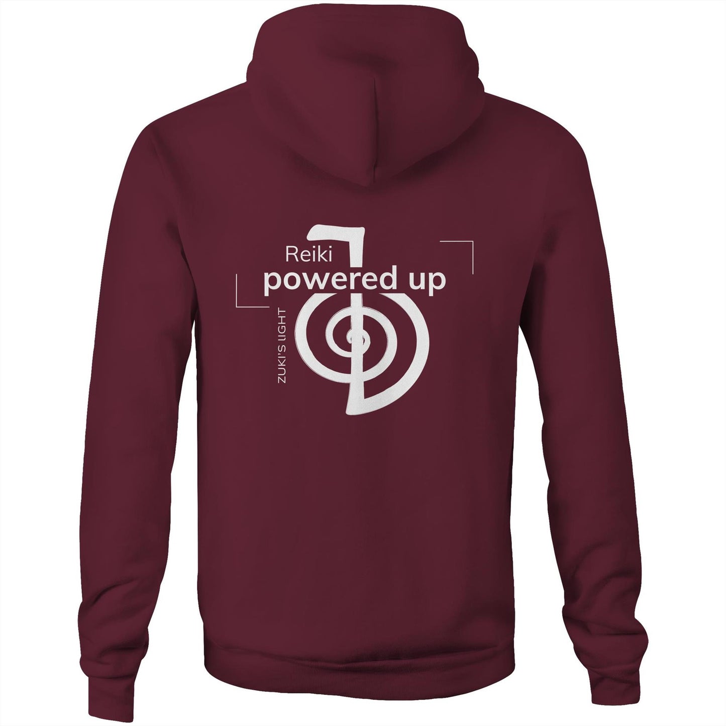 Reiki- Powered Up- Zuki's Light Branded (Back Design Only) AS Colour Stencil - Pocket Hoodie Sweatshirt