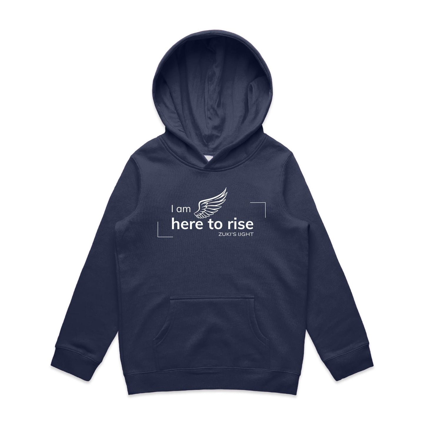 I am here to rise- Angel Wing- Zuki's Light Branded AS Colour - Youth Supply Hood