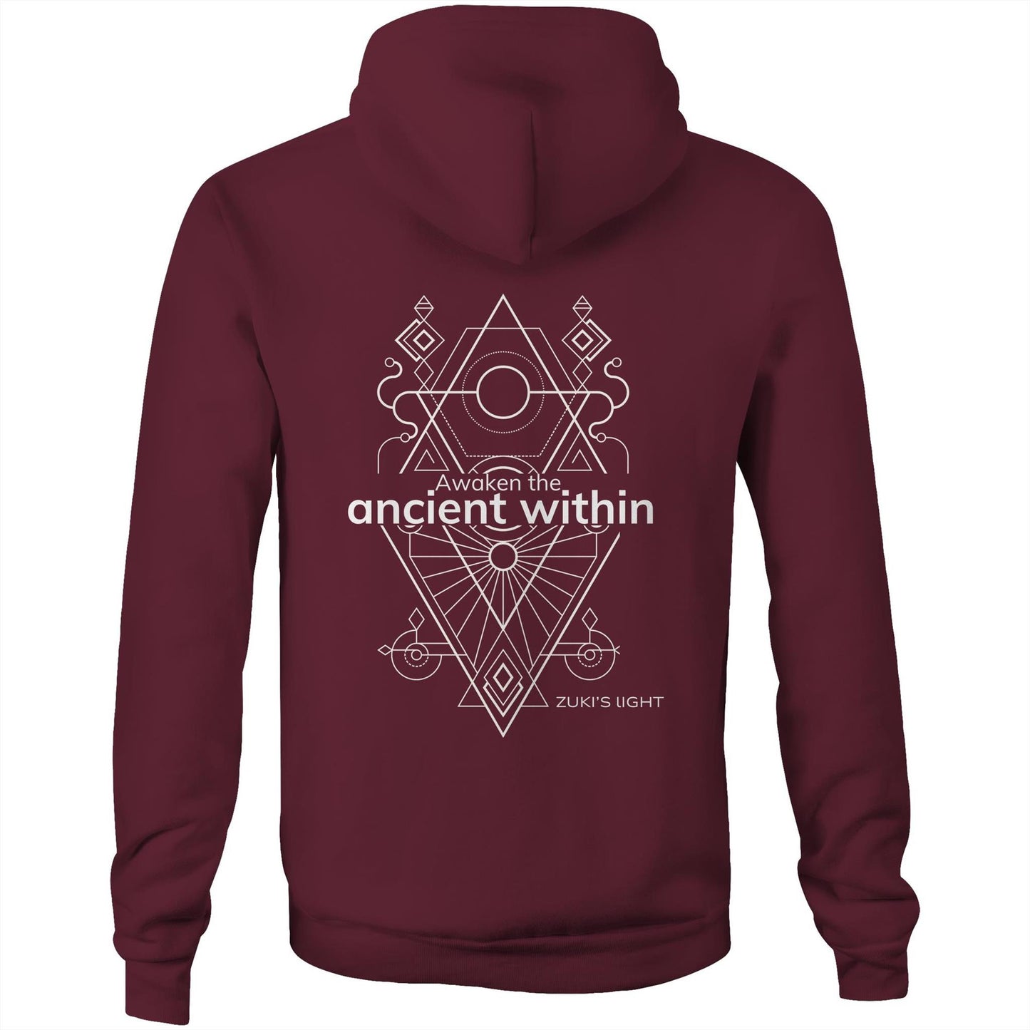 Awaken the ancient within (back design only) - Zuki's Light Branded AS Colour Stencil - Pocket Hoodie Sweatshirt