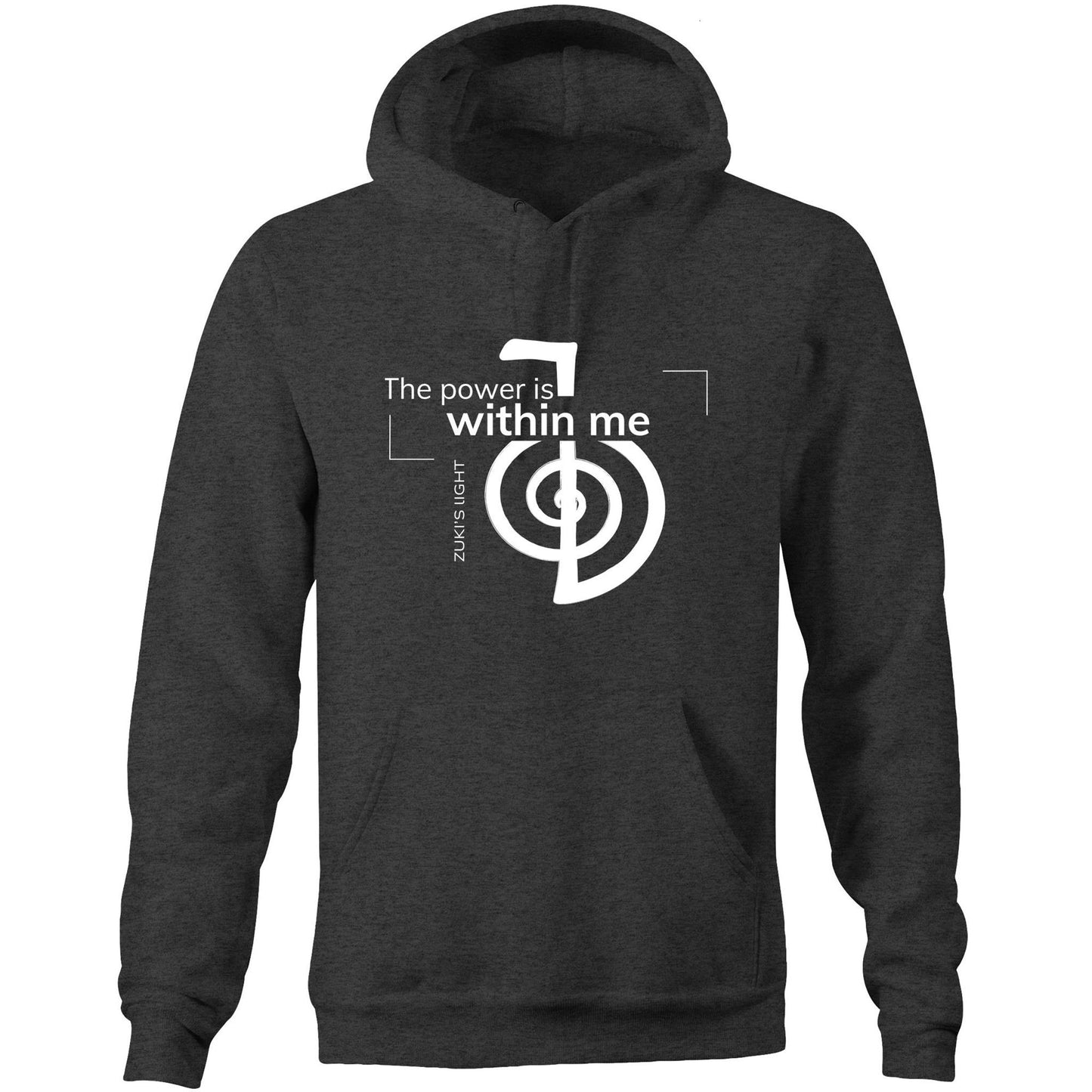 The power is within me- Reiki- Zuki's Light Branded AS Colour Stencil - Pocket Hoodie Sweatshirt