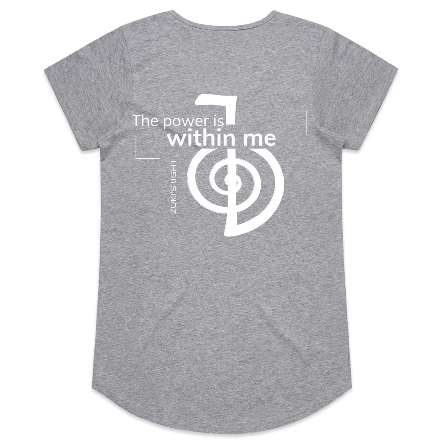 The power is within me- Reiki (back design only) Zuki's Light Branded AS Colour Mali - Womens Scoop Neck T-Shirt