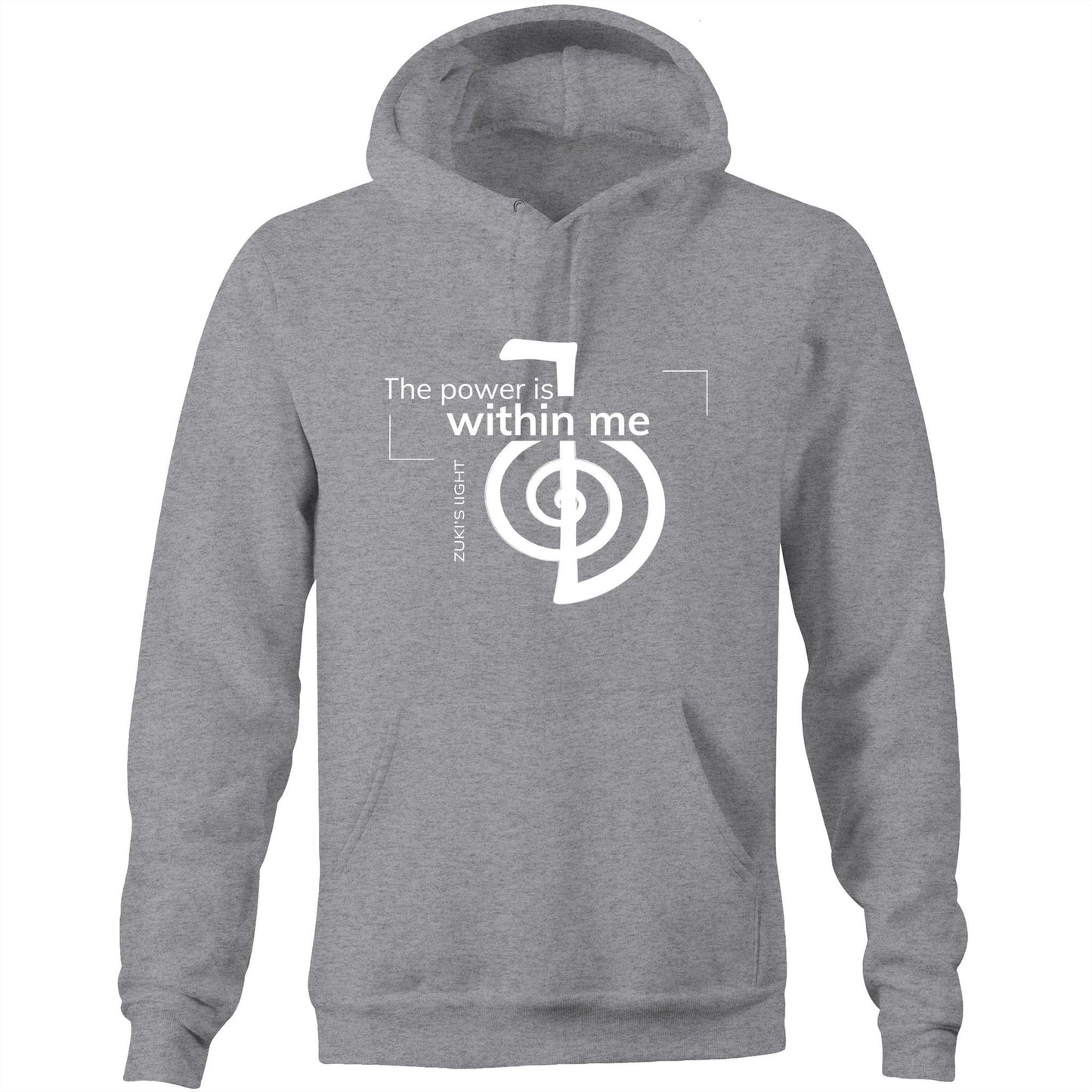 The power is within me- Reiki- Zuki's Light Branded AS Colour Stencil - Pocket Hoodie Sweatshirt