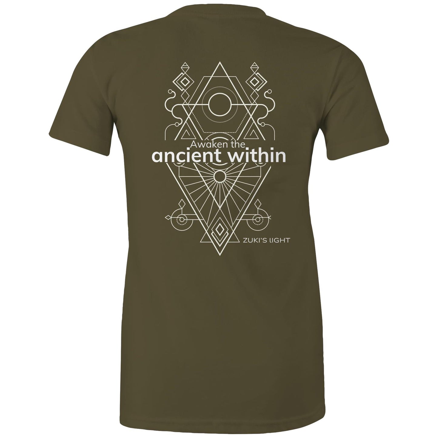 Awaken the ancient within (back design only) - Zuki's Light Branded AS Colour - Women's Maple Tee