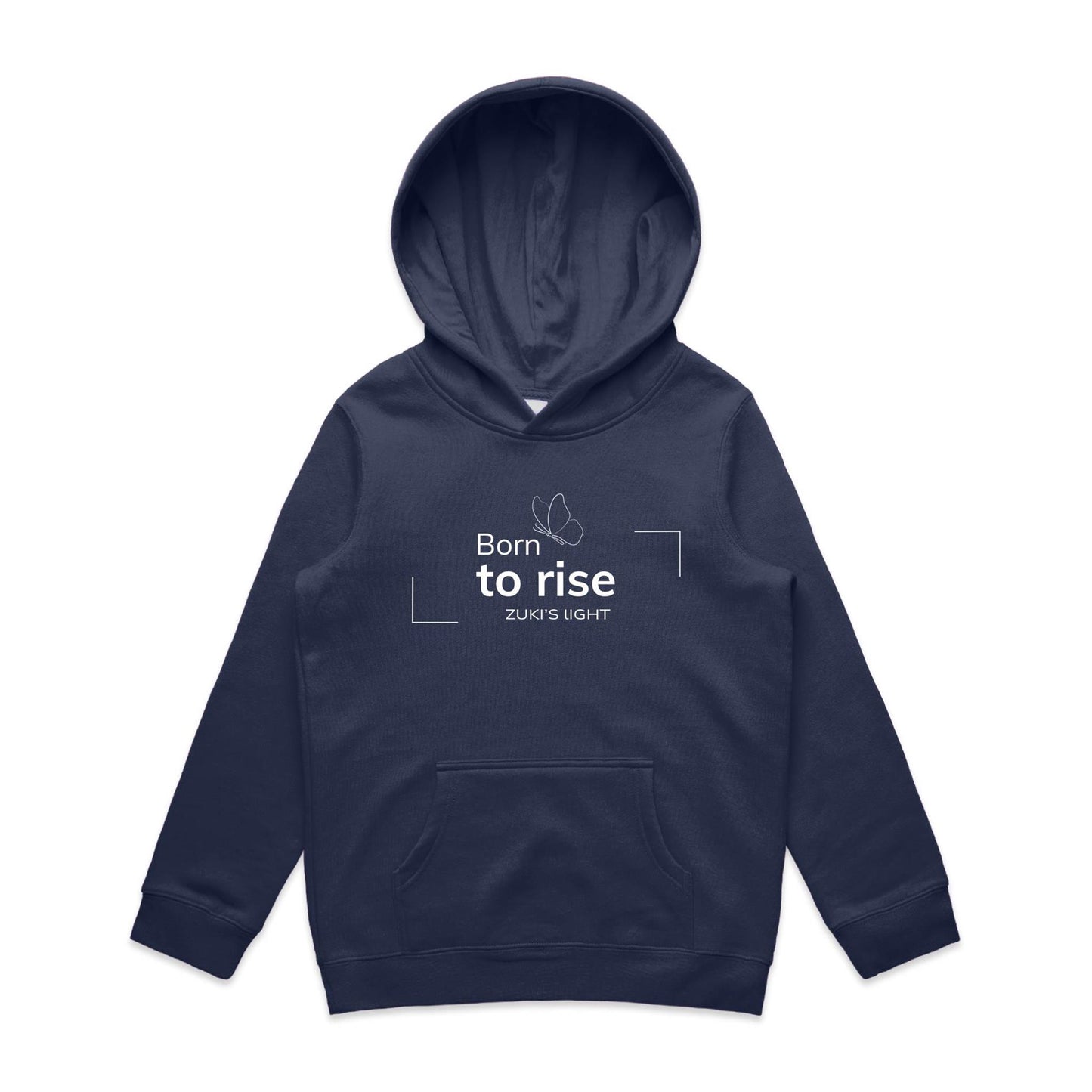 Born to rise- Butterfly- Zuki's Light Branded AS Colour - Youth Supply Hood