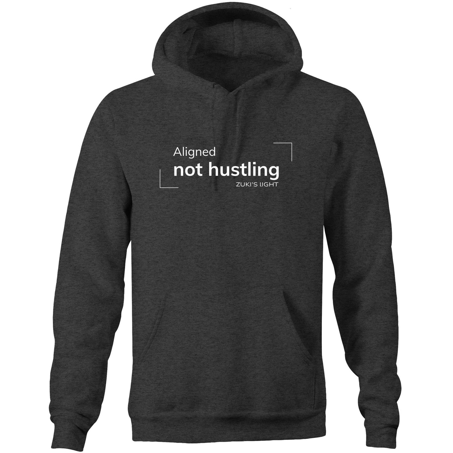 Aligned not hustling- Zuki's Light Branded AS Colour Stencil - Pocket Hoodie Sweatshirt