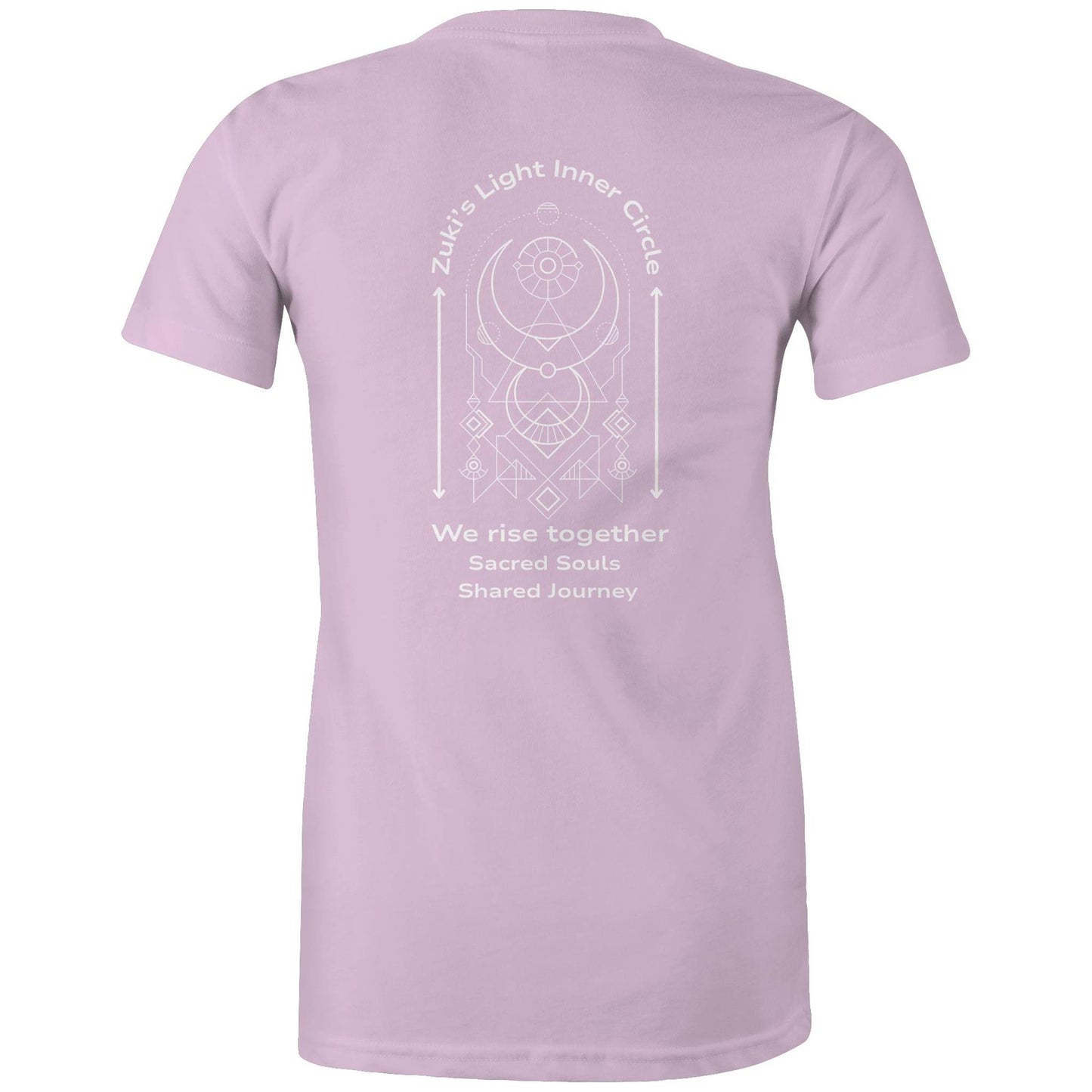 Zuki's Light Inner Circle- We Rise Together- Sacred Souls, Shared Journey (back design only) Zuki'a Light Branded AS Colour - Women's Maple Tee