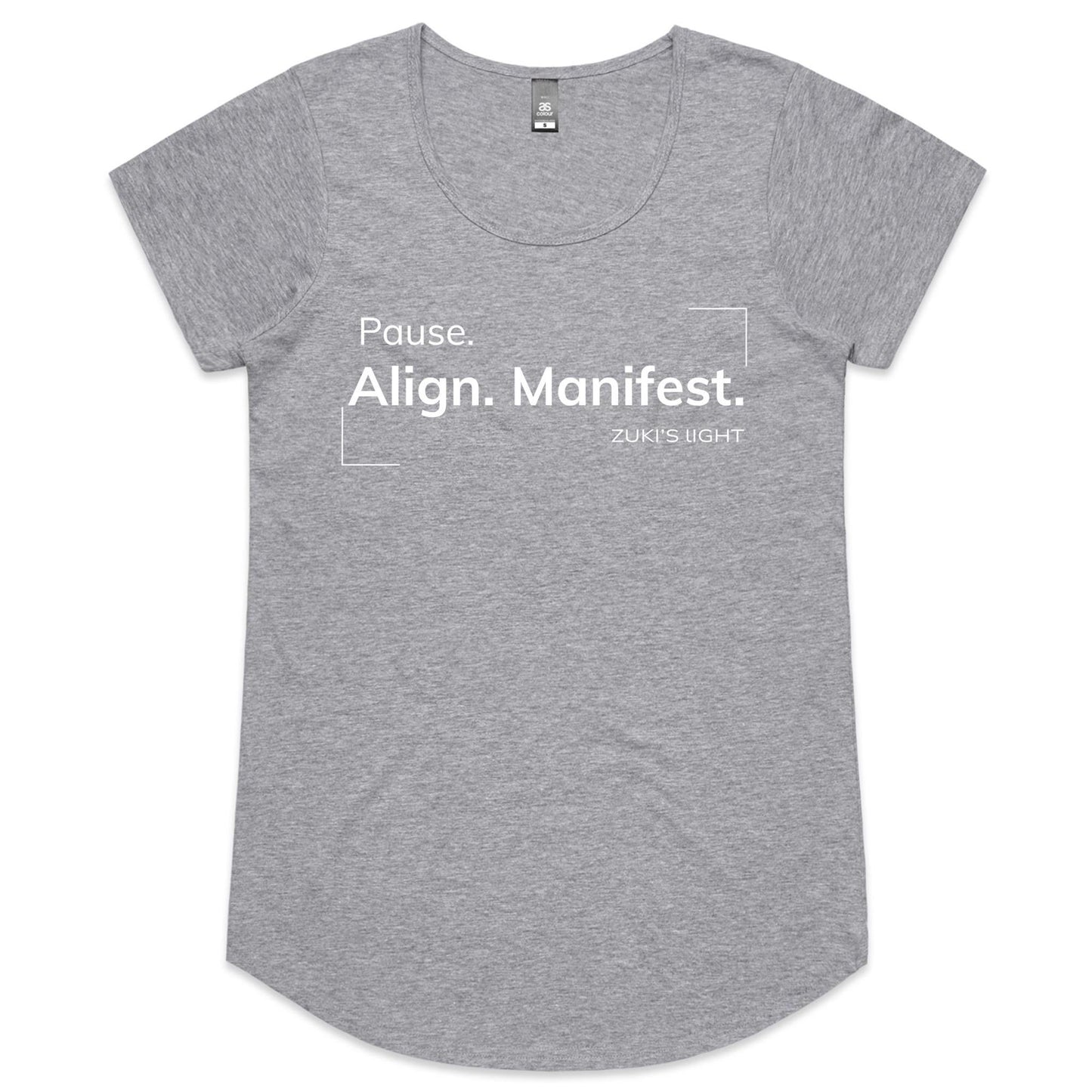 Pause align, manifest- Zuki's Light Branded- AS Colour Mali - Womens Scoop Neck T-Shirt