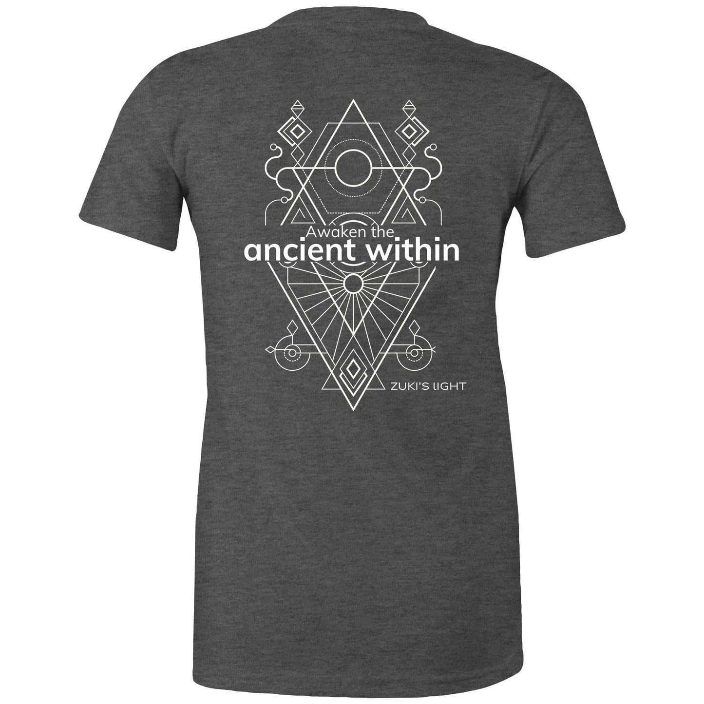 Awaken the ancient within (back design only) - Zuki's Light Branded AS Colour - Women's Maple Tee