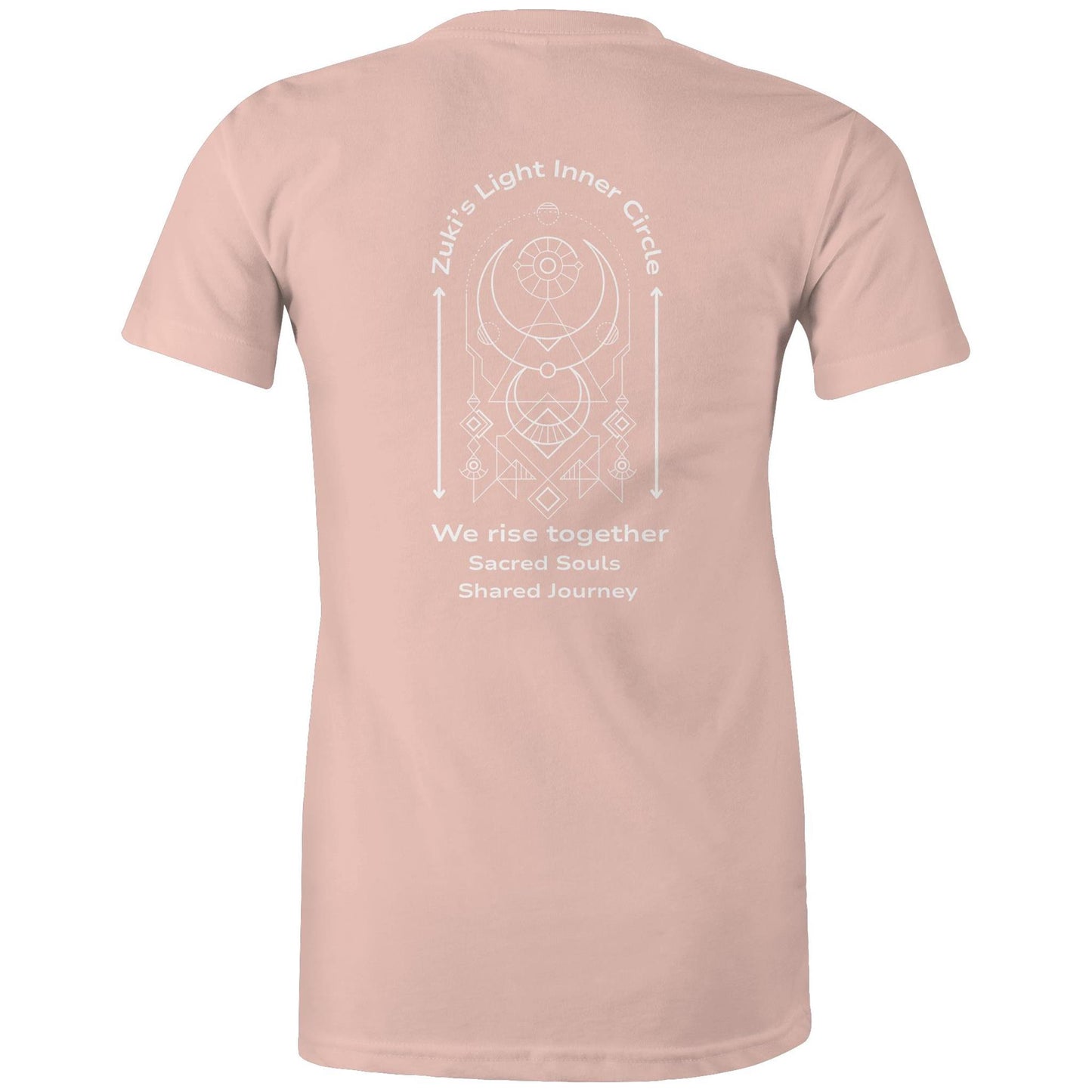 Zuki's Light Inner Circle- We Rise Together- Sacred Souls, Shared Journey (back design only) Zuki'a Light Branded AS Colour - Women's Maple Tee