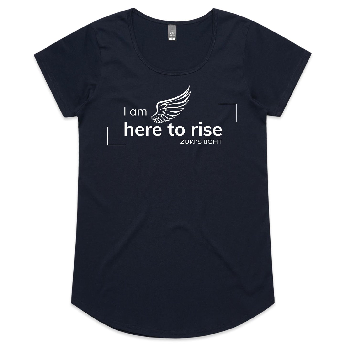 I am here to rise- Angel Wing- Zuki's Light Branded- AS Colour Mali - Womens Scoop Neck T-Shirt