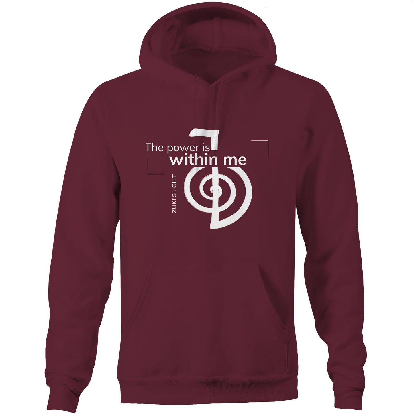 The power is within me- Reiki- Zuki's Light Branded AS Colour Stencil - Pocket Hoodie Sweatshirt