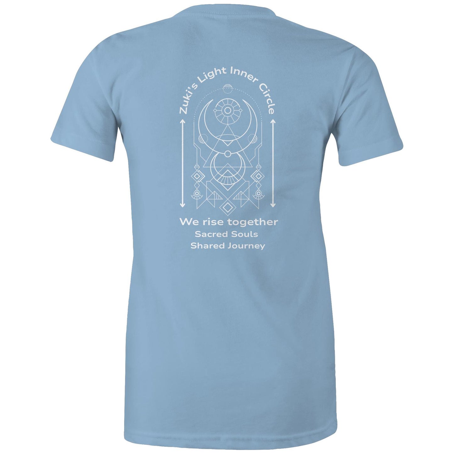 Zuki's Light Inner Circle- We Rise Together- Sacred Souls, Shared Journey (back design only) Zuki'a Light Branded AS Colour - Women's Maple Tee