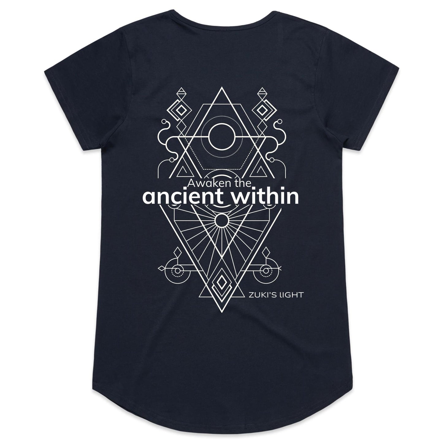 Awaken the ancient within (back design only)- Zuki's Light Branded AS Colour Mali - Womens Scoop Neck T-Shirt