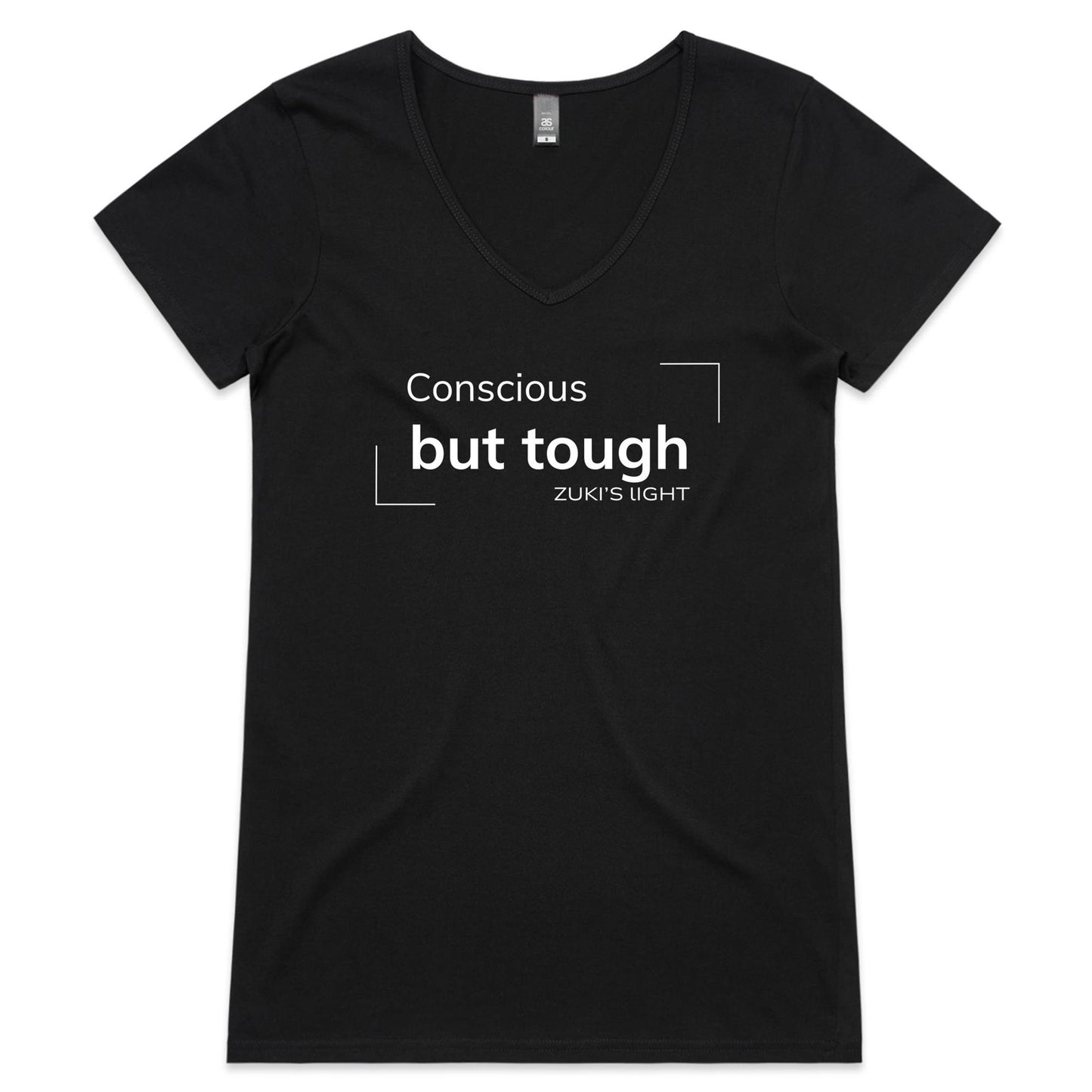 Conscious but tough- Zuki's Light Branded AS Colour Bevel - Womens V-Neck T-Shirt