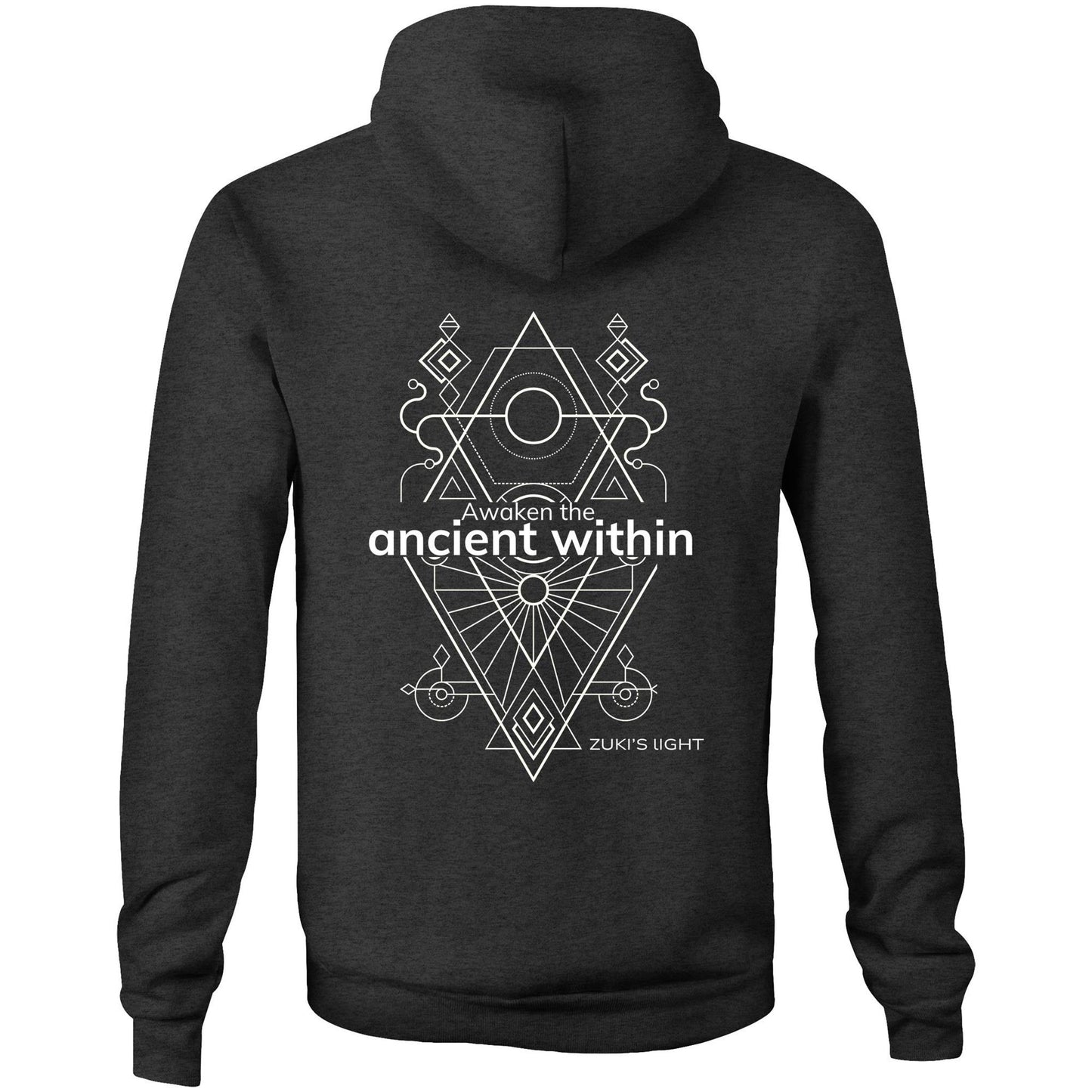 Awaken the ancient within (back design only) - Zuki's Light Branded AS Colour Stencil - Pocket Hoodie Sweatshirt