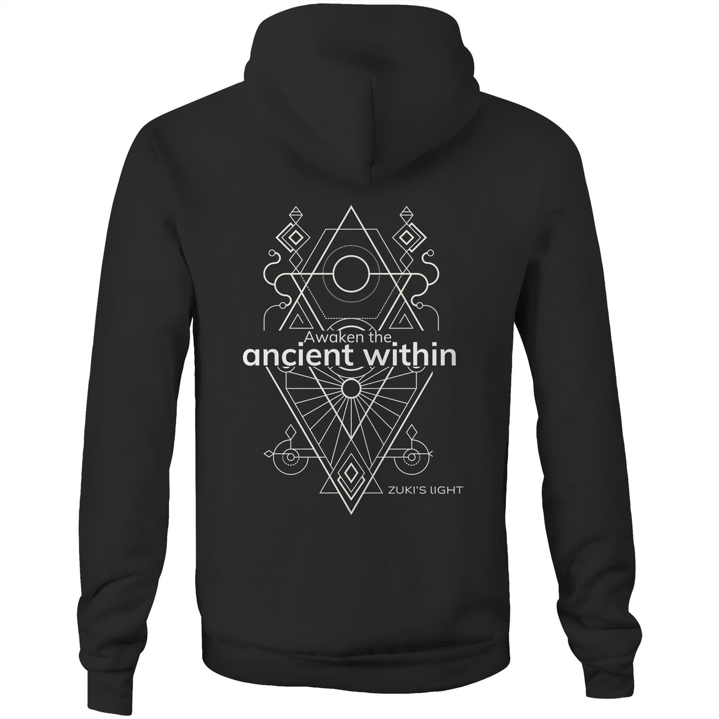 Awaken the ancient within (back design only) - Zuki's Light Branded AS Colour Stencil - Pocket Hoodie Sweatshirt