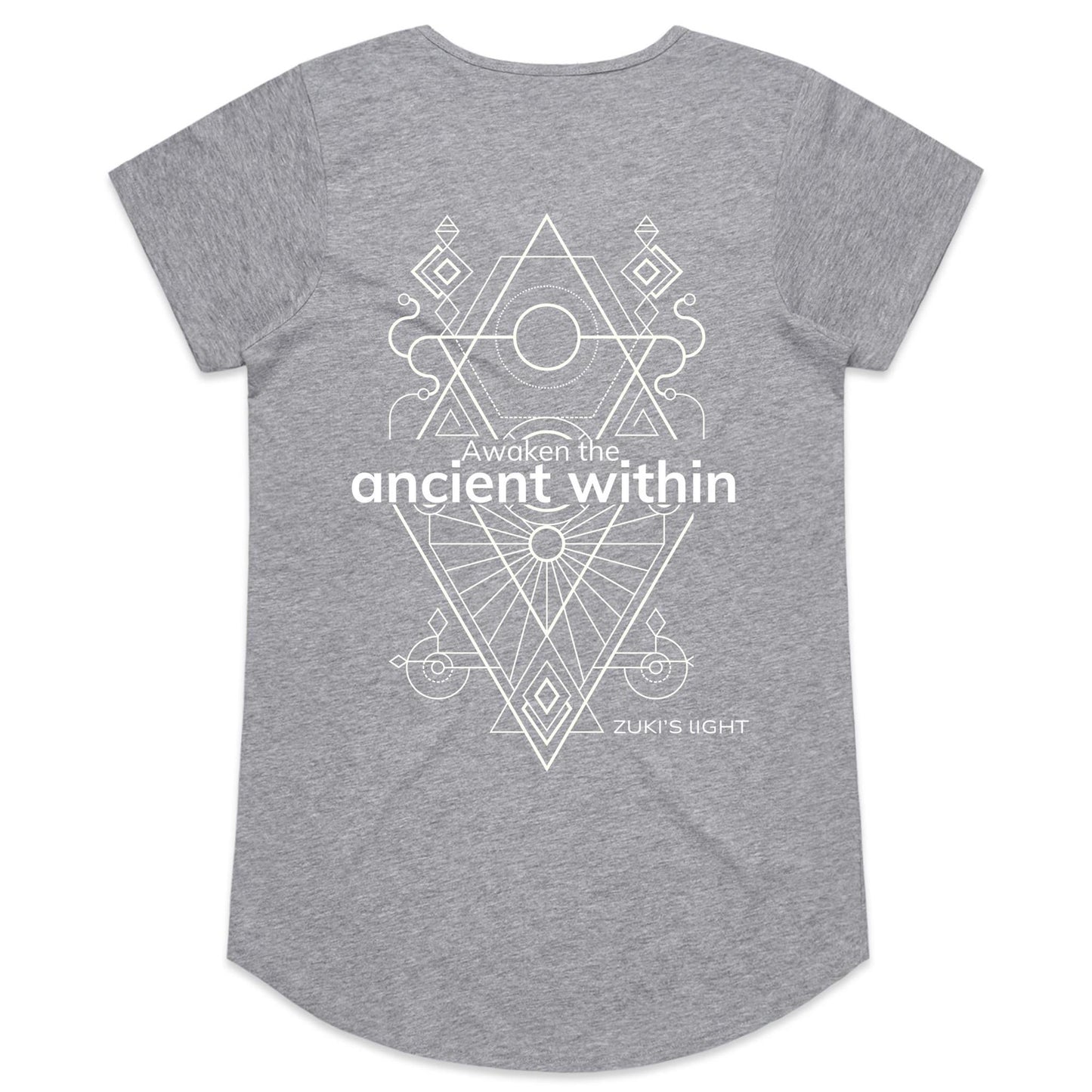 Awaken the ancient within (back design only)- Zuki's Light Branded AS Colour Mali - Womens Scoop Neck T-Shirt