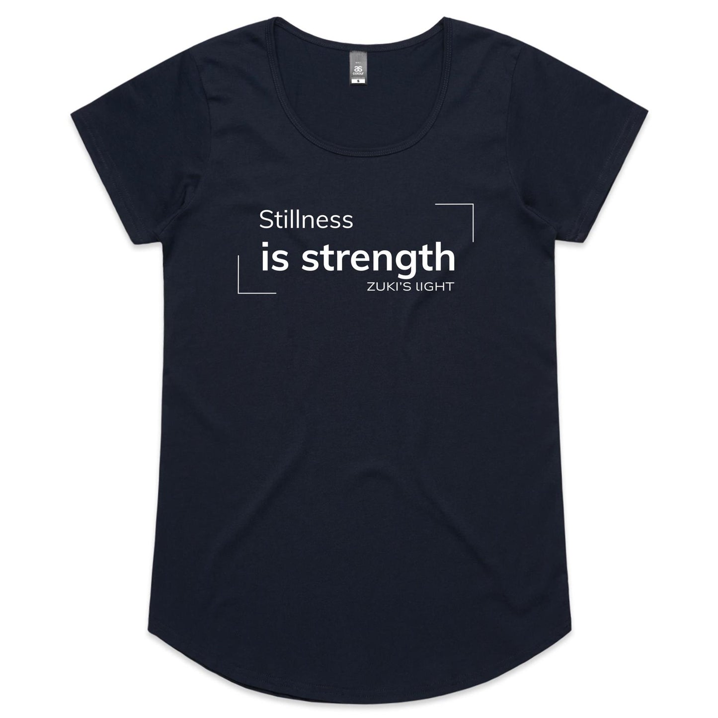 Strength is stillness- Zuki's Light Branded AS Colour Mali - Womens Scoop Neck T-Shirt