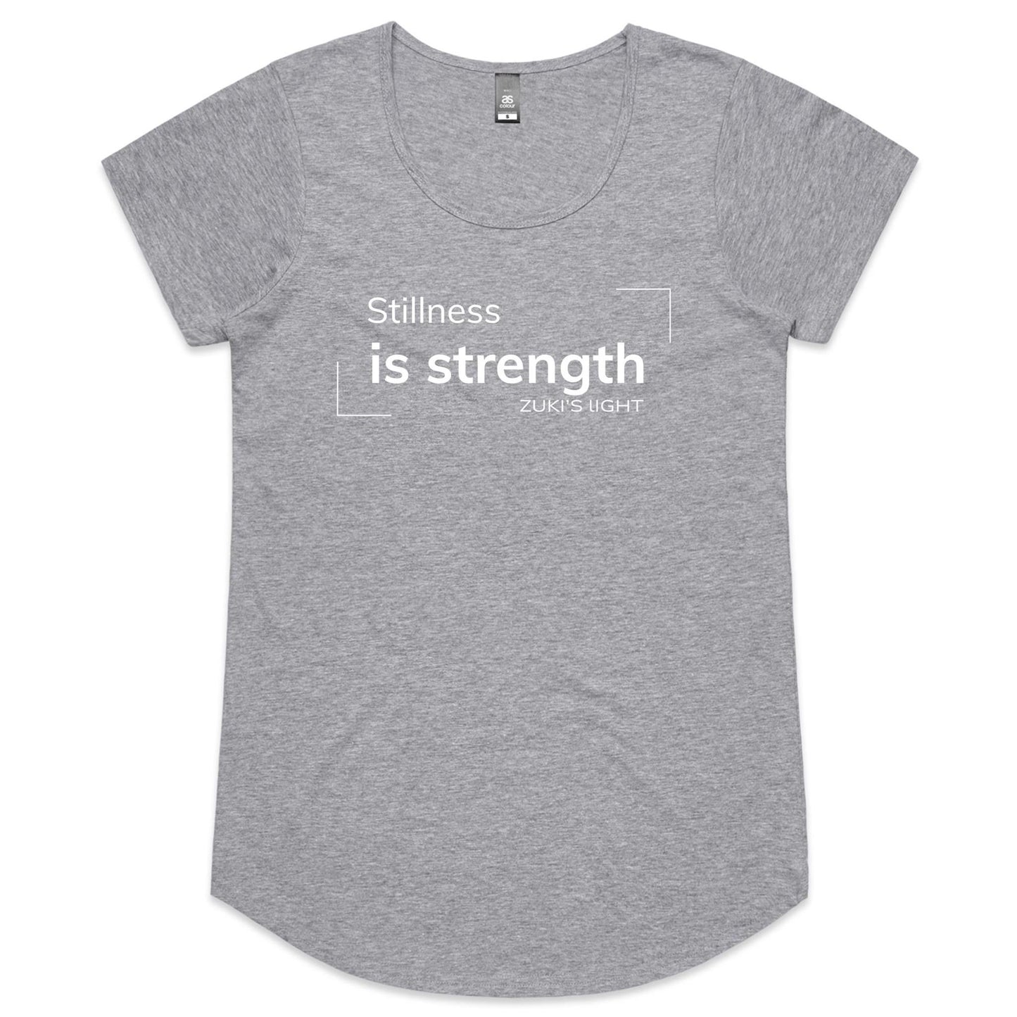 Strength is stillness- Zuki's Light Branded AS Colour Mali - Womens Scoop Neck T-Shirt