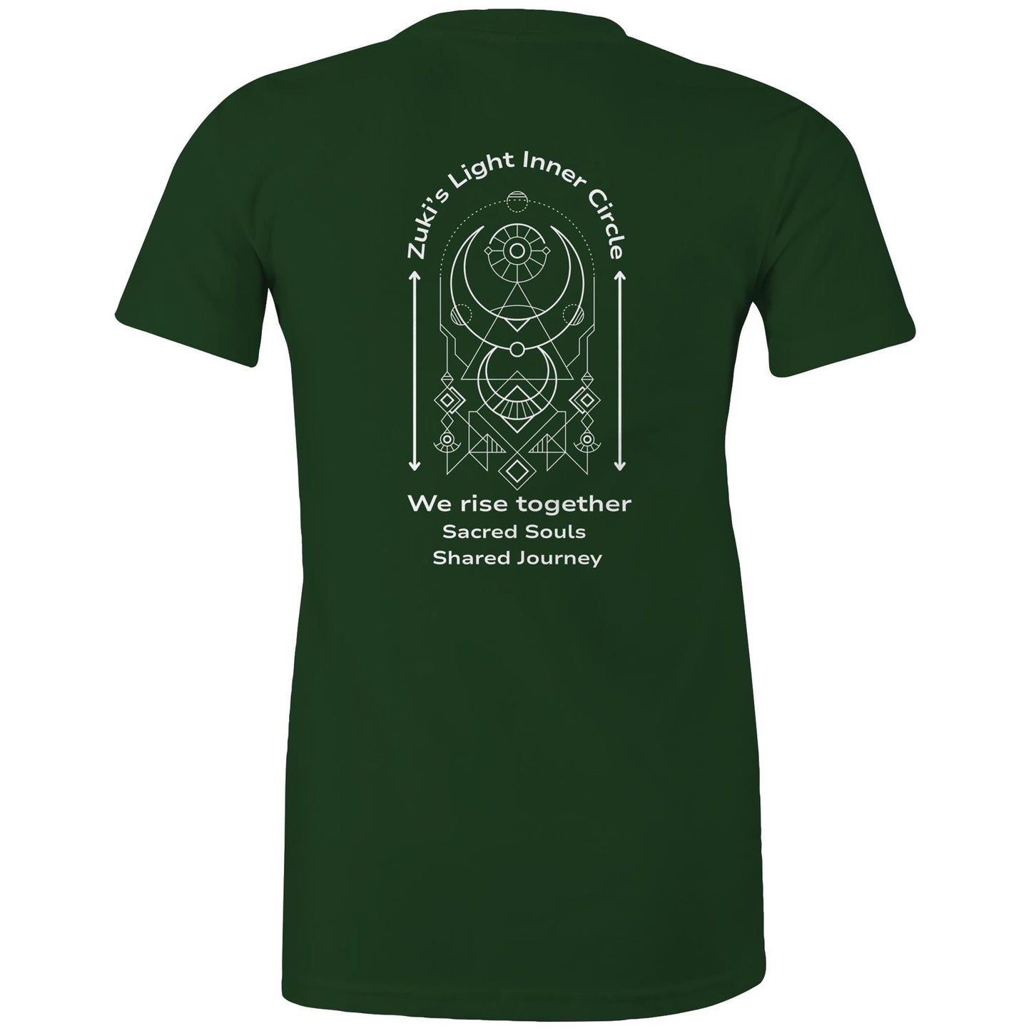 Zuki's Light Inner Circle- We Rise Together- Sacred Souls, Shared Journey (back design only) Zuki'a Light Branded AS Colour - Women's Maple Tee