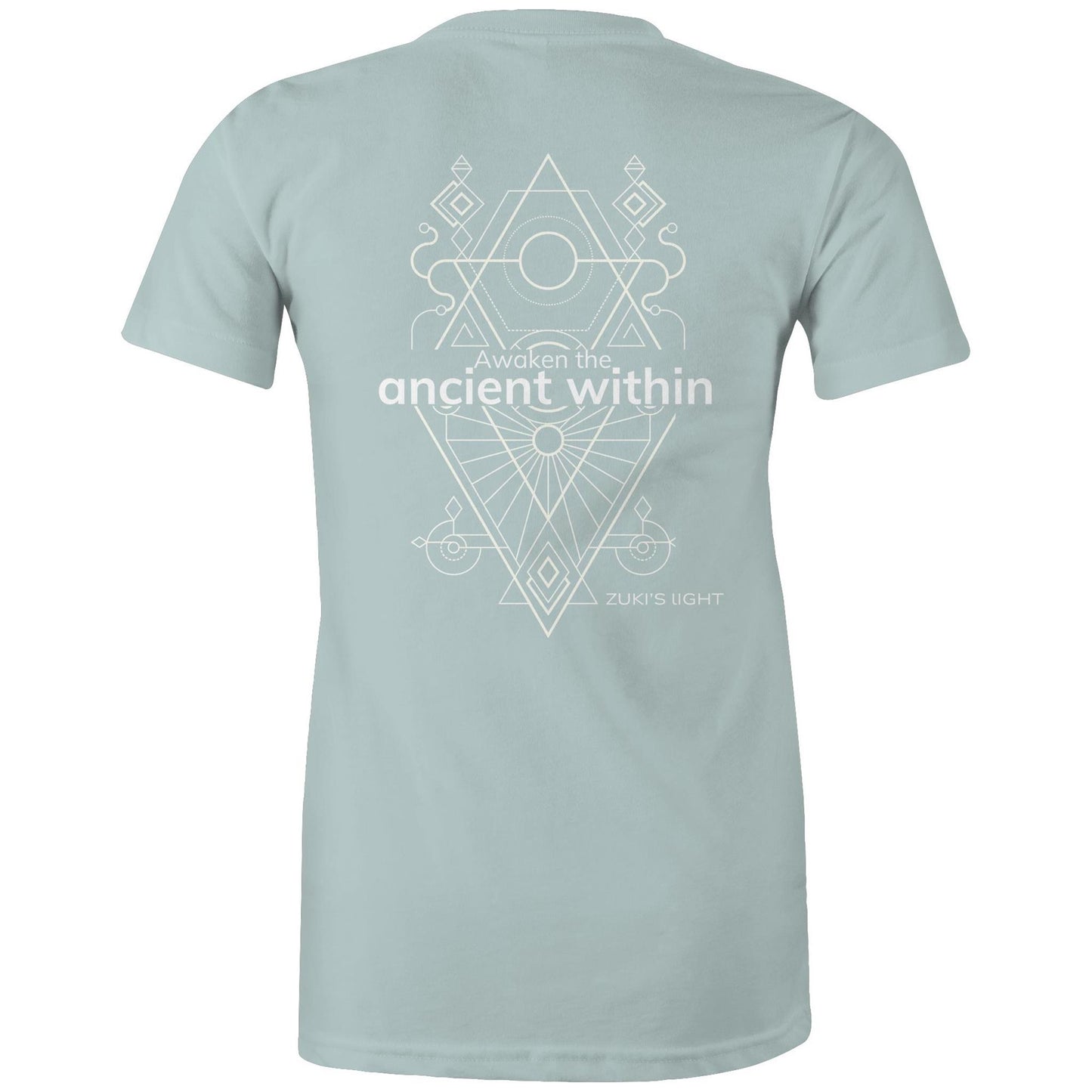 Awaken the ancient within (back design only) - Zuki's Light Branded AS Colour - Women's Maple Tee