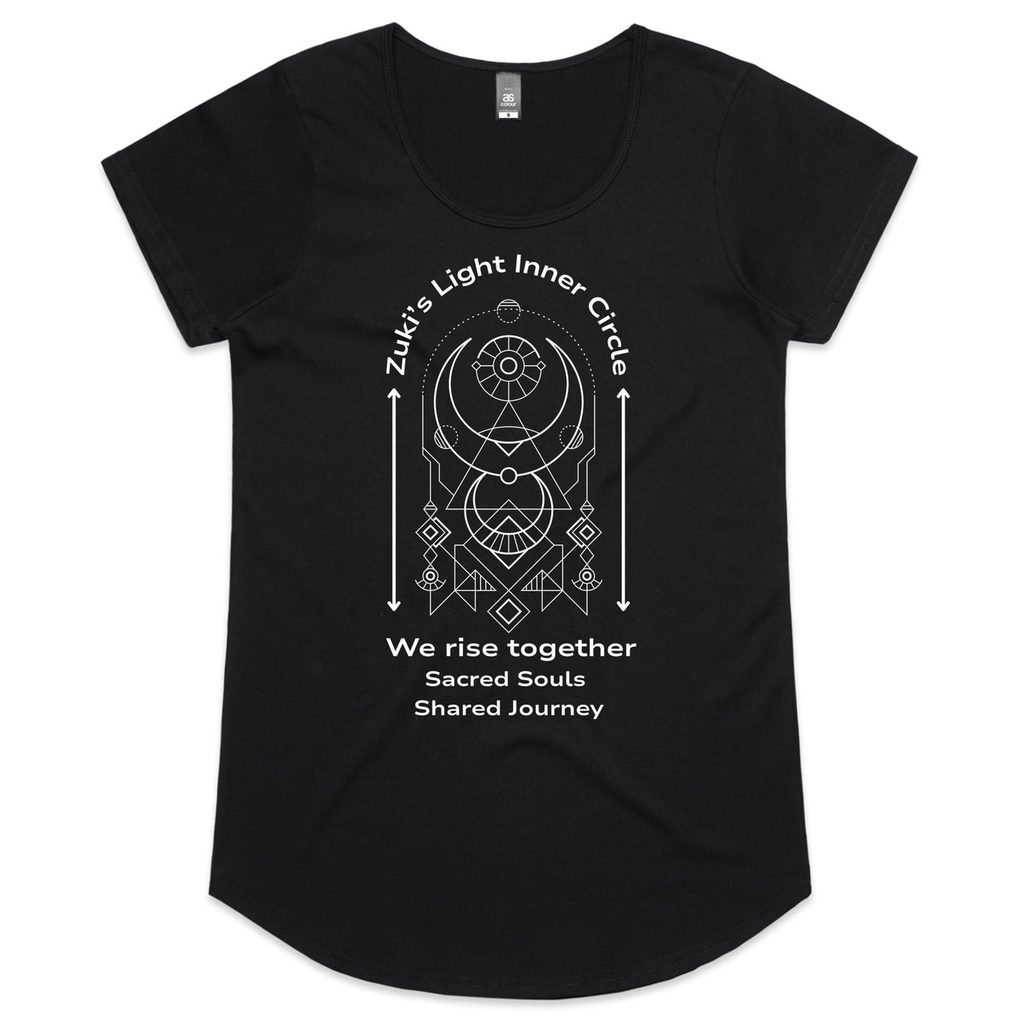 Zuki's Light Inner Circle- We rise together- Sacred Souls, Shared journey- Zuki's Light Branded AS Colour Mali - Womens Scoop Neck T-Shirt