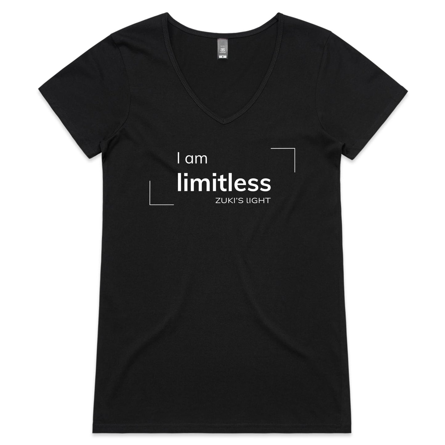 I am limitless-Zuki's Light Branded-AS Colour Bevel - Womens V-Neck T-Shirt