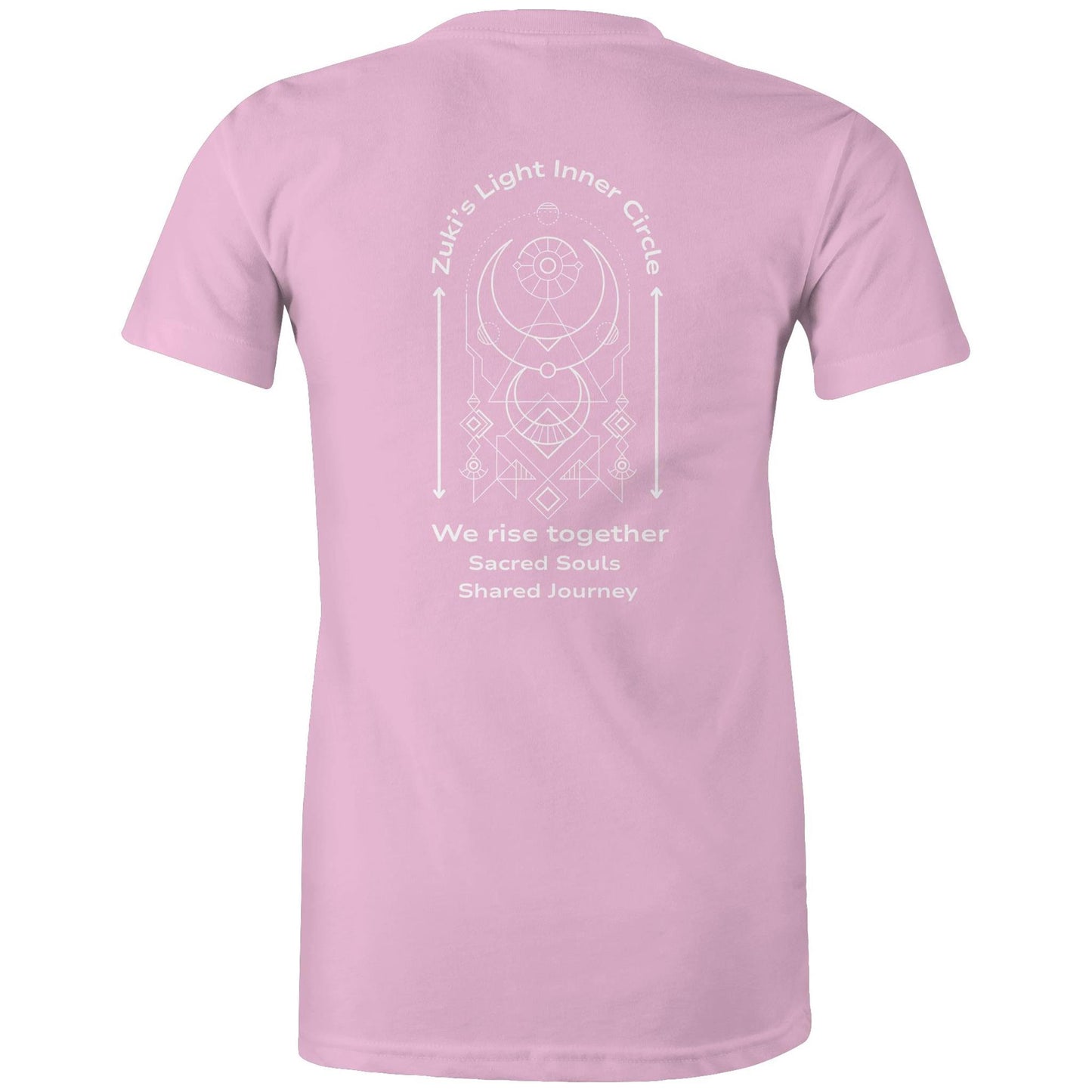 Zuki's Light Inner Circle- We Rise Together- Sacred Souls, Shared Journey (back design only) Zuki'a Light Branded AS Colour - Women's Maple Tee