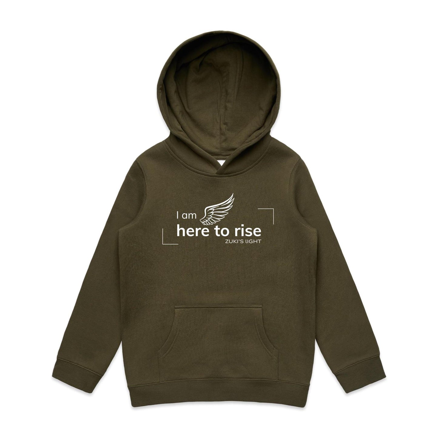 I am here to rise- Angel Wing- Zuki's Light Branded AS Colour - Youth Supply Hood