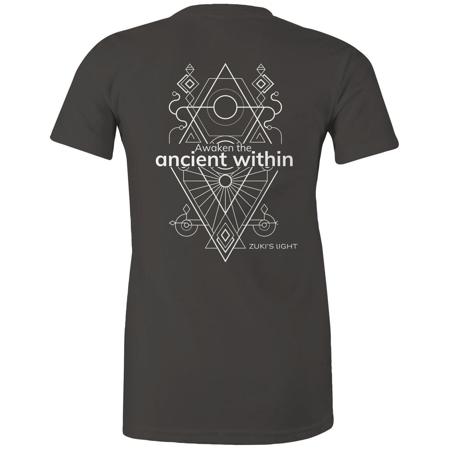 Awaken the ancient within (back design only) - Zuki's Light Branded AS Colour - Women's Maple Tee