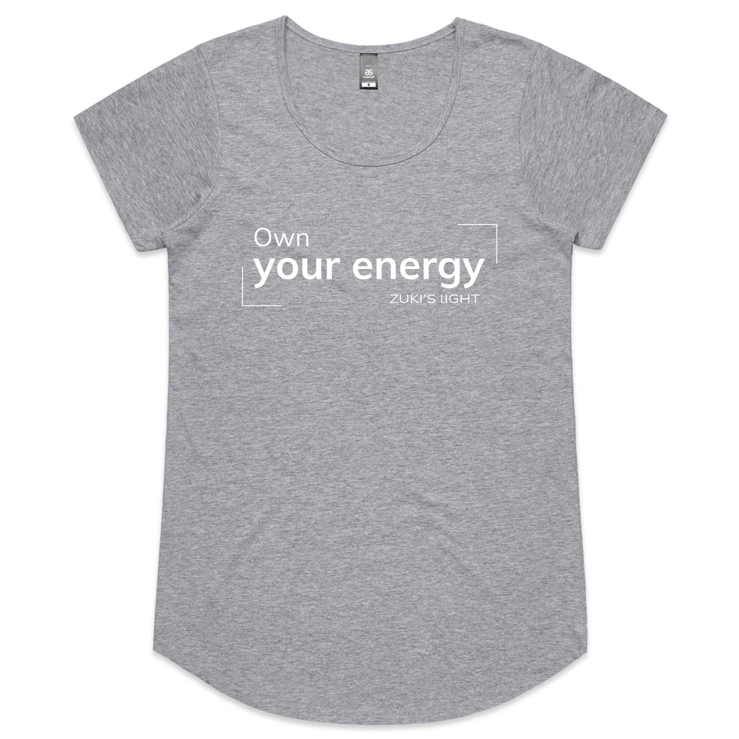 Own your energy- Zuki's Light Branded- AS Colour Mali - Womens Scoop Neck T-Shirt