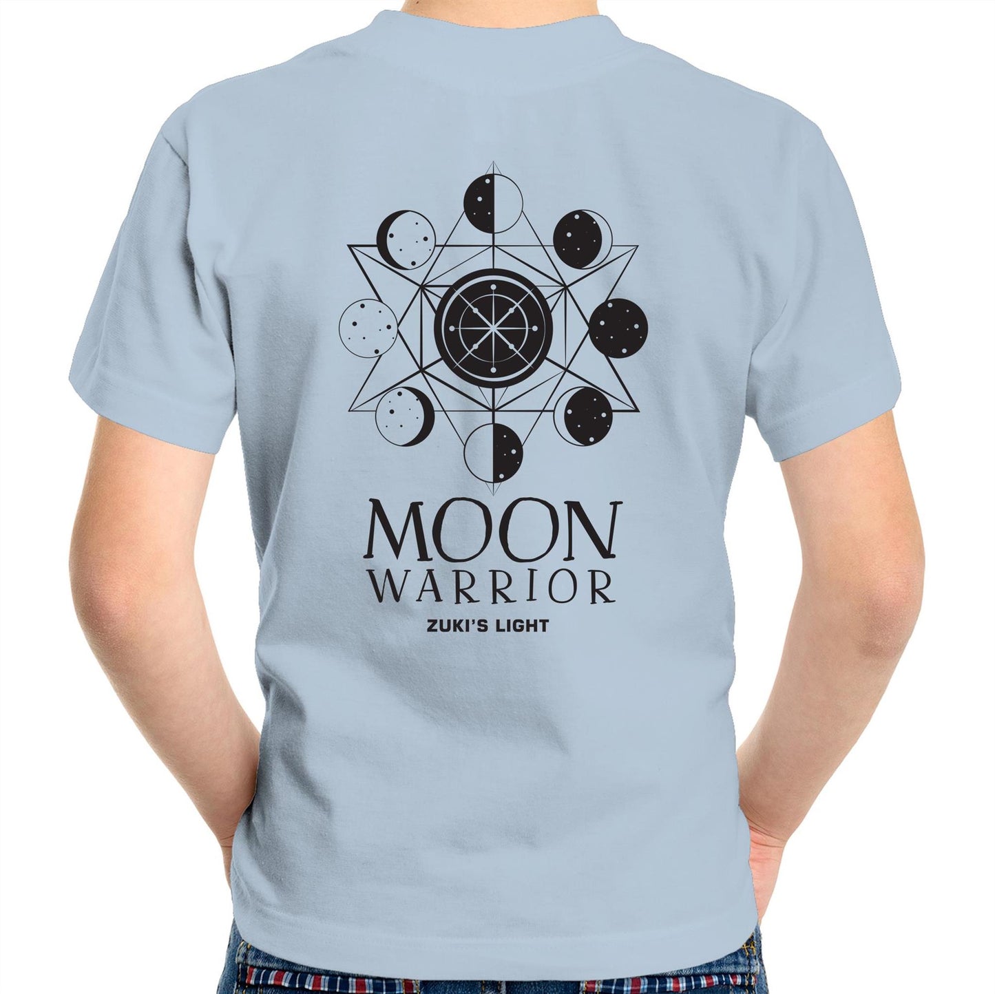 Moon Warrior in Black Font- Sportage Surf - Kids Youth T-Shirt