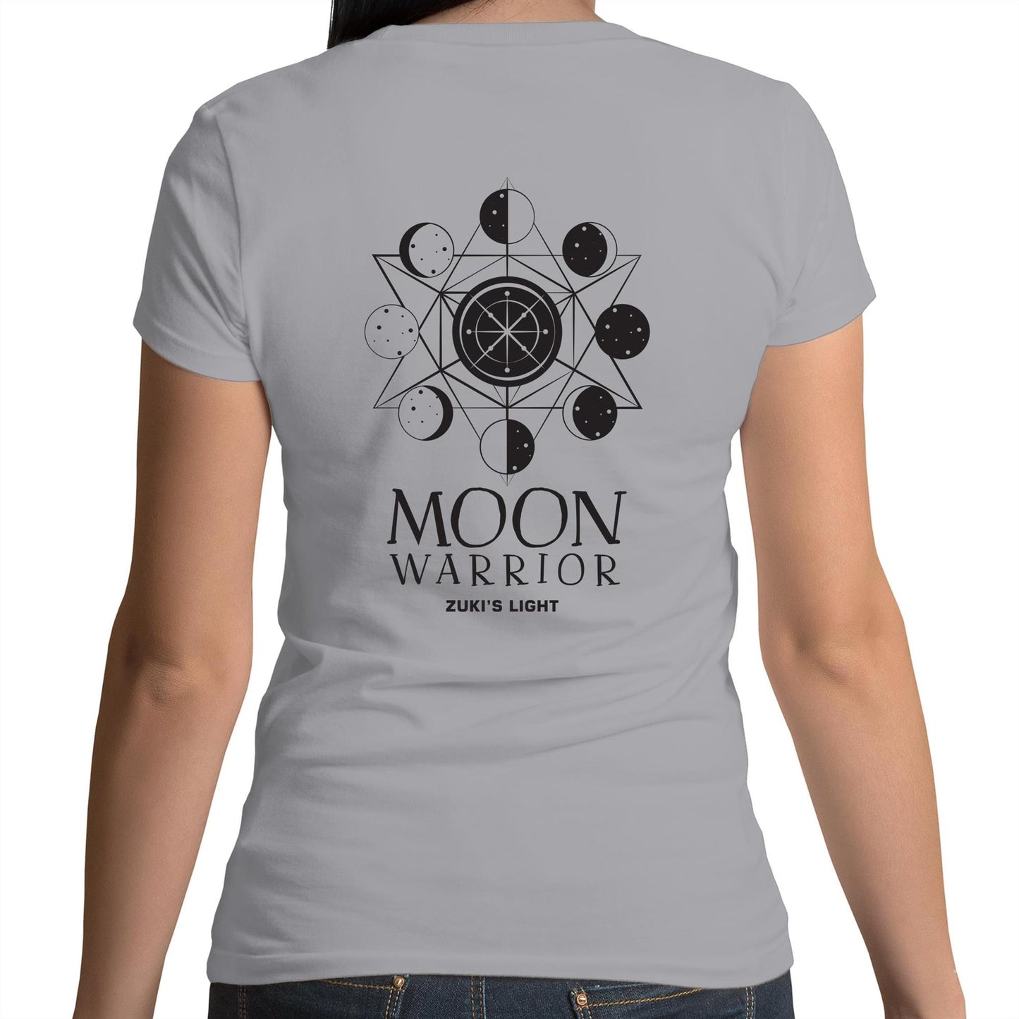Moon Warrior in Black Font- AS Colour Mali - Womens Scoop Neck T-Shirt