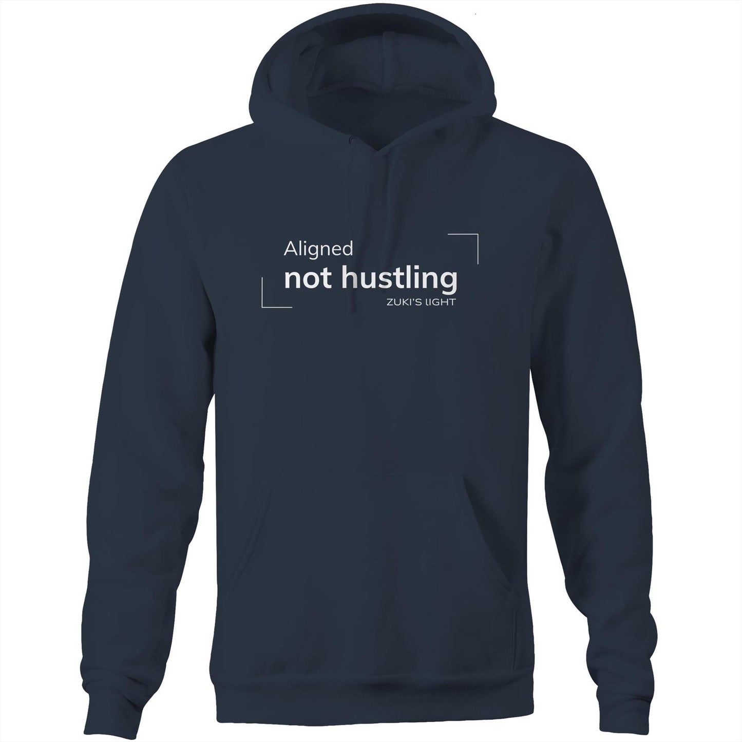 Aligned not hustling- Zuki's Light Branded AS Colour Stencil - Pocket Hoodie Sweatshirt