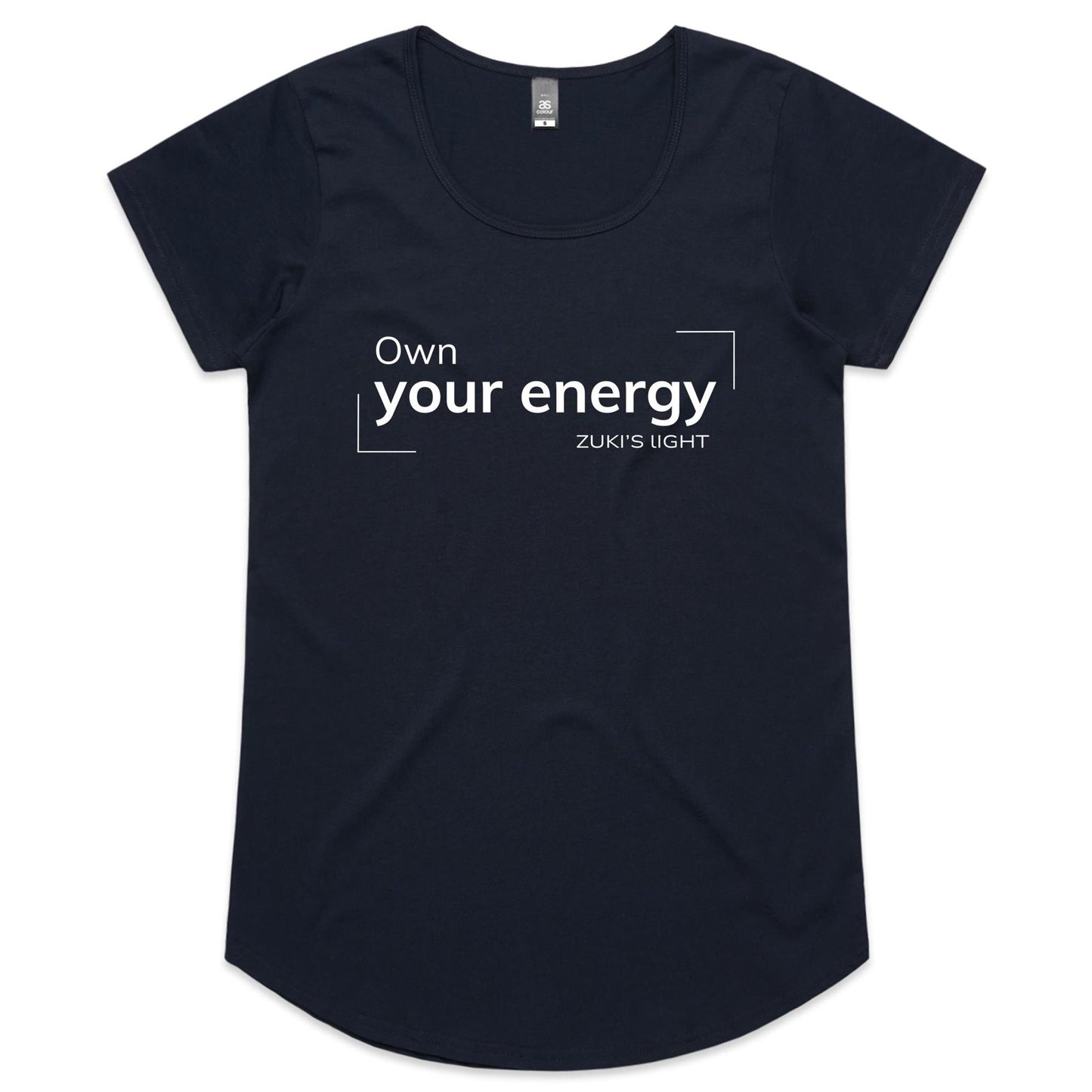 Own your energy- Zuki's Light Branded- AS Colour Mali - Womens Scoop Neck T-Shirt