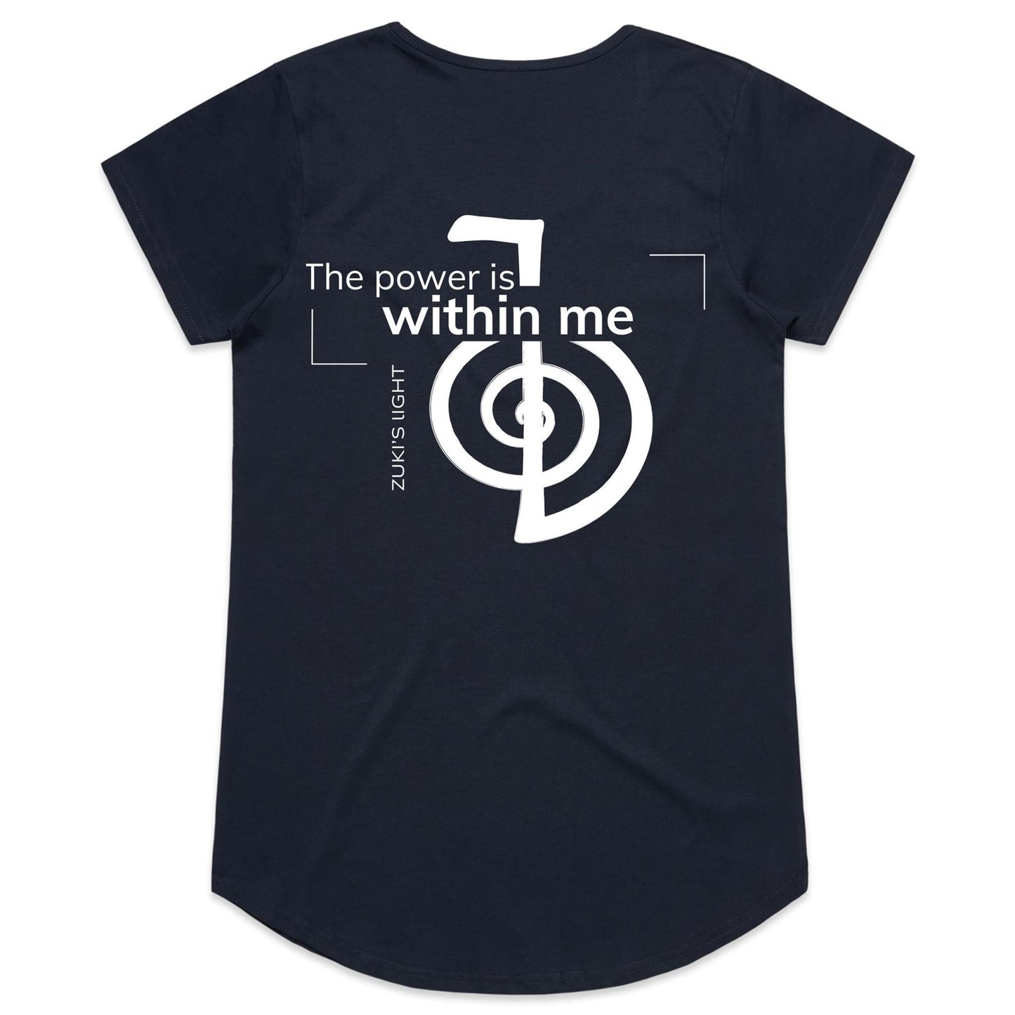 The power is within me- Reiki (back design only) Zuki's Light Branded AS Colour Mali - Womens Scoop Neck T-Shirt