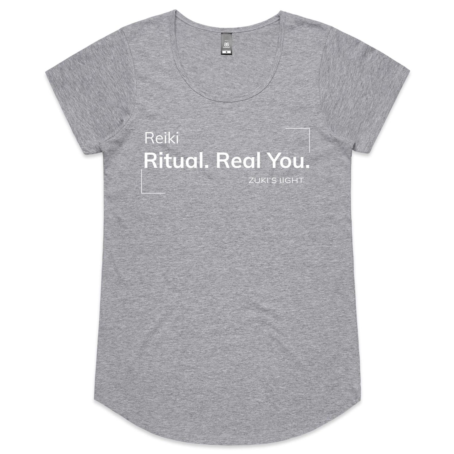 Reiki. Ritual. Real You - Zuki's Light Branded AS Colour Mali - Womens Scoop Neck T-Shirt