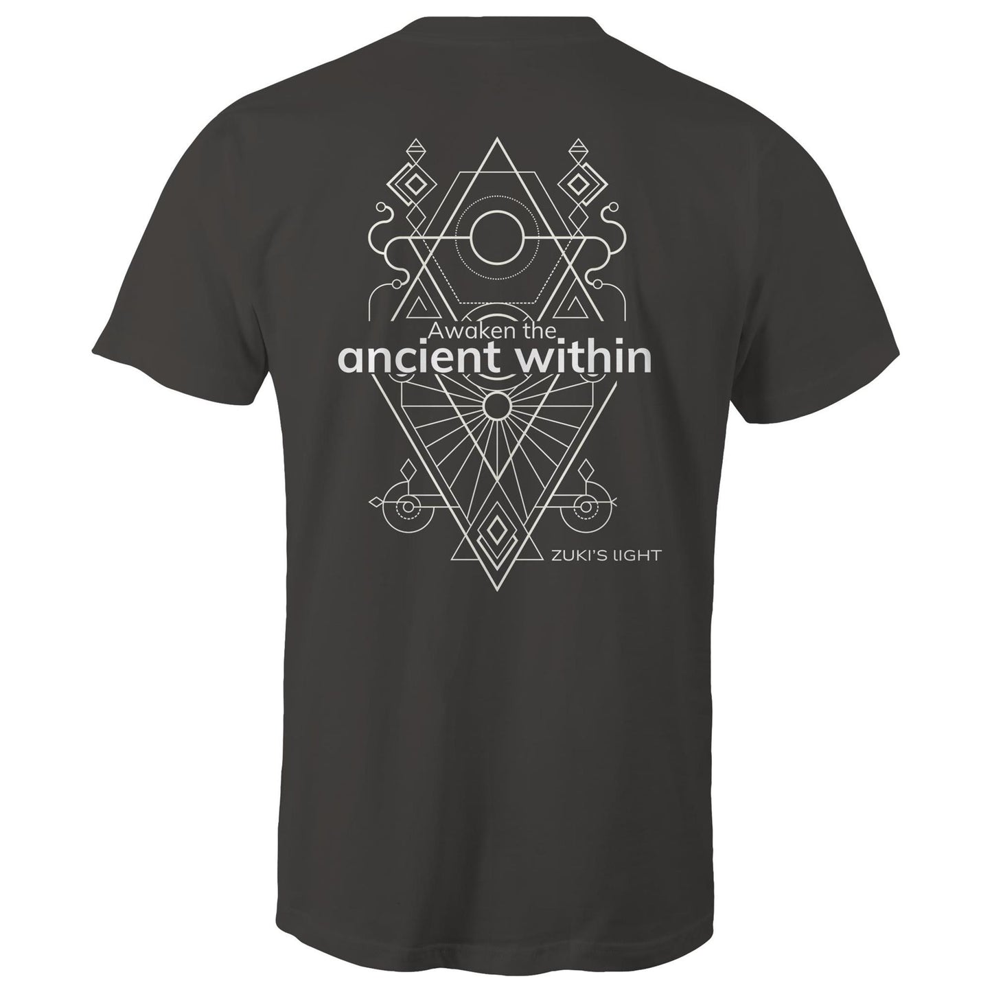 Awaken the ancient within - (Back design only) Zuki's Light Branded AS Colour Staple - Mens T-Shirt