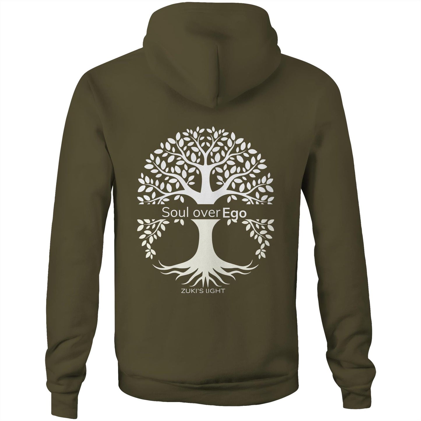 Soul over Ego (back design only) Zuki's Light Branded AS Colour Stencil - Pocket Hoodie Sweatshirt