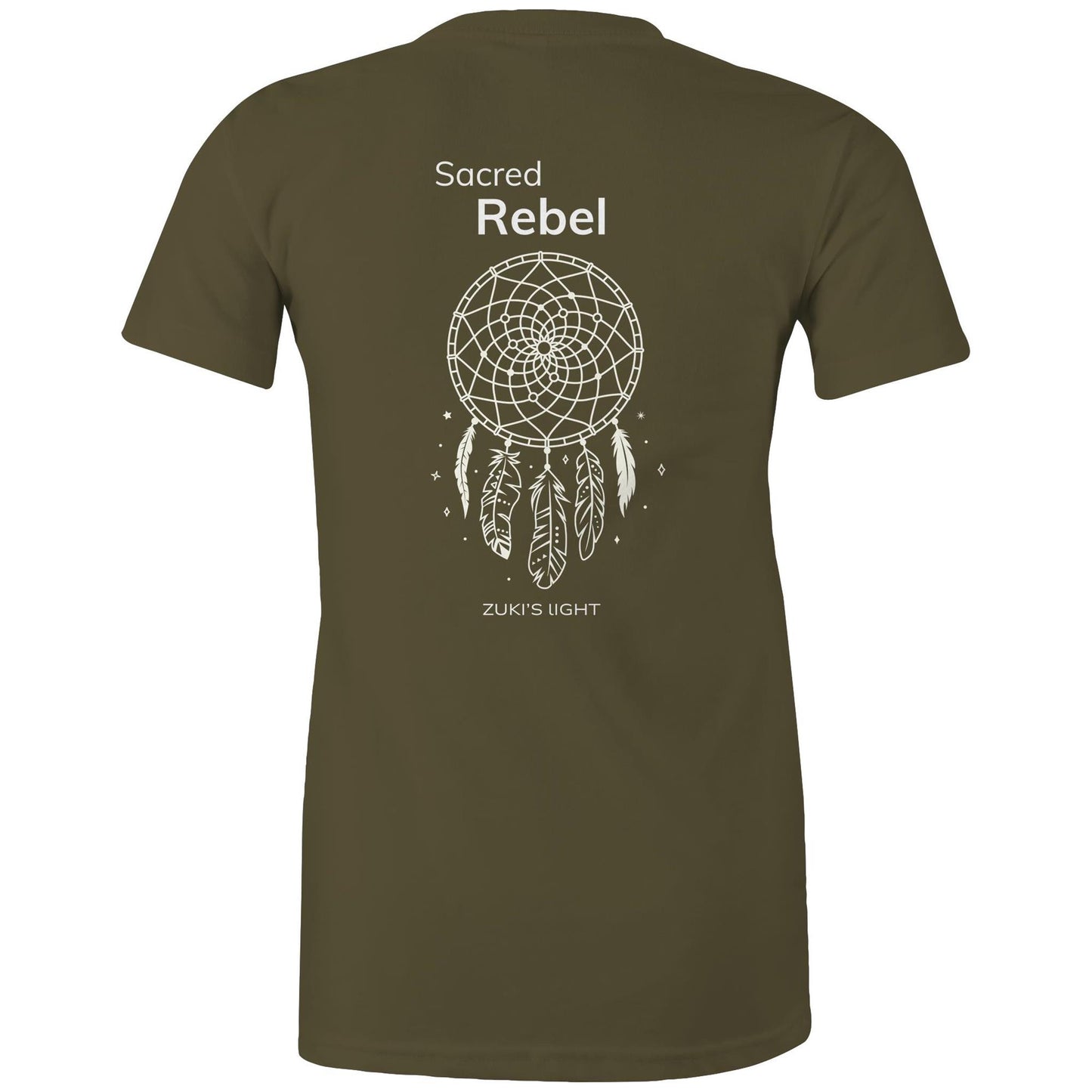 Sacred Rebel (back design only) Zuki's Light Branded AS Colour - Women's Maple Tee