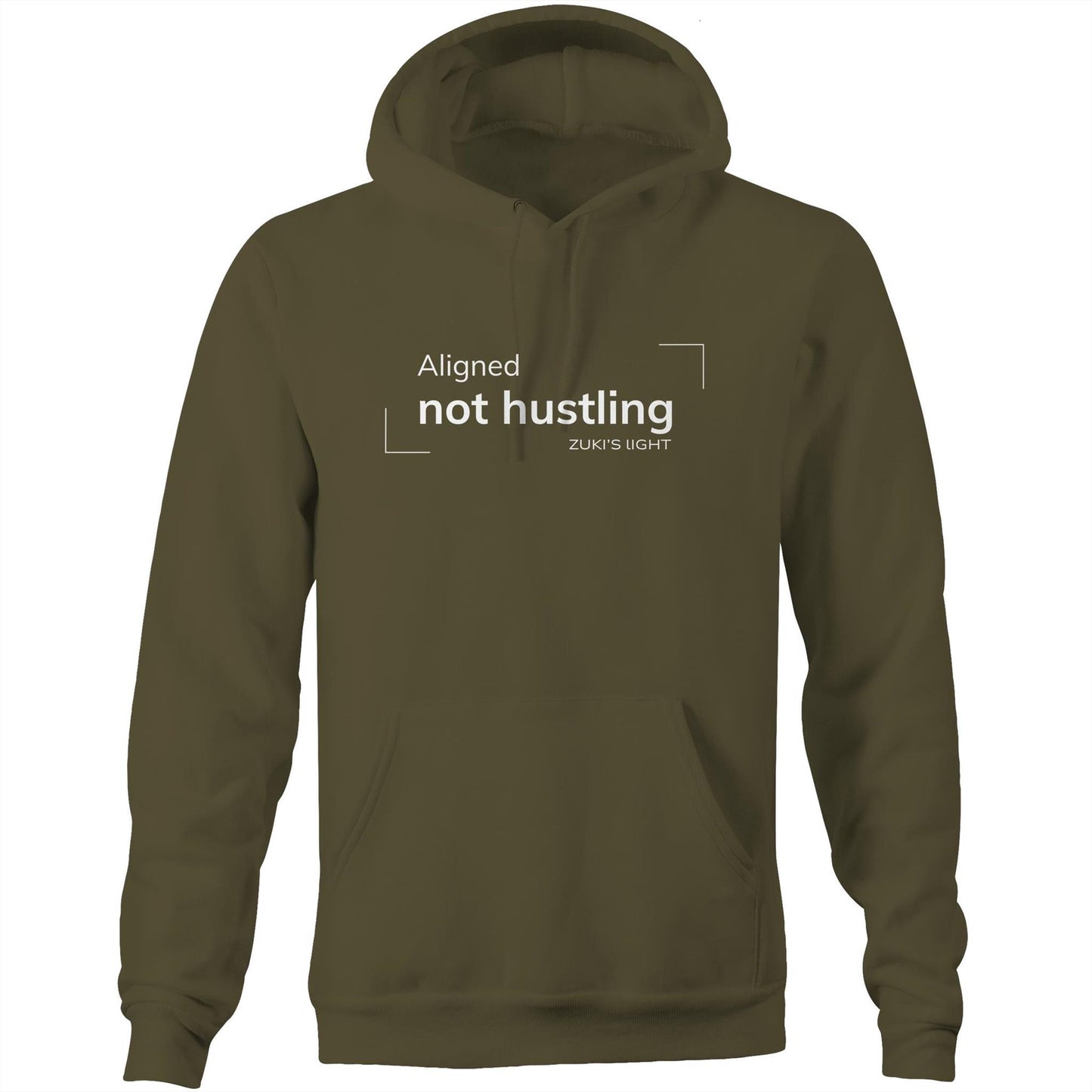 Aligned not hustling- Zuki's Light Branded AS Colour Stencil - Pocket Hoodie Sweatshirt