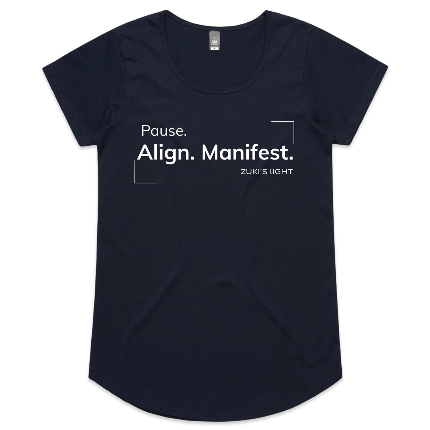 Pause align, manifest- Zuki's Light Branded- AS Colour Mali - Womens Scoop Neck T-Shirt
