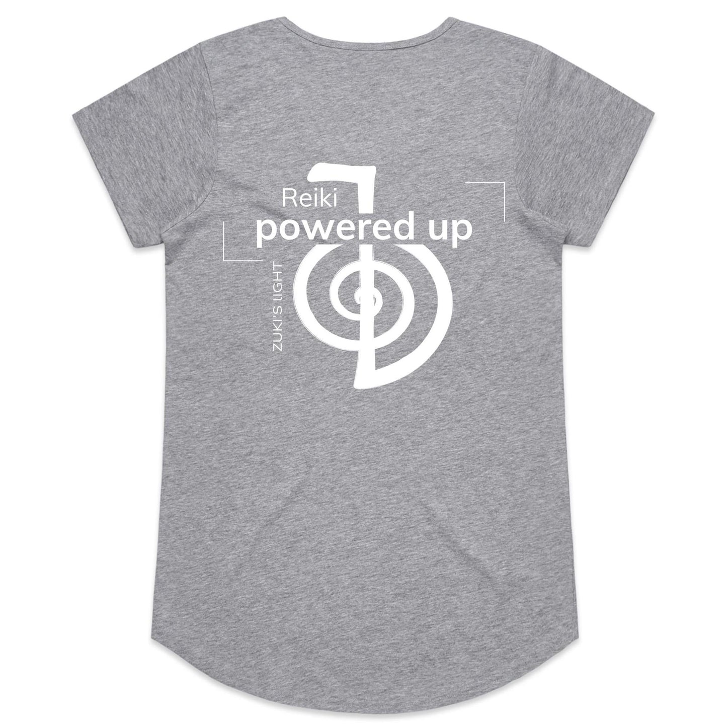 Reiki Powered Up (back design only) Zuki's Light Branded AS Colour Mali - Womens Scoop Neck T-Shirt