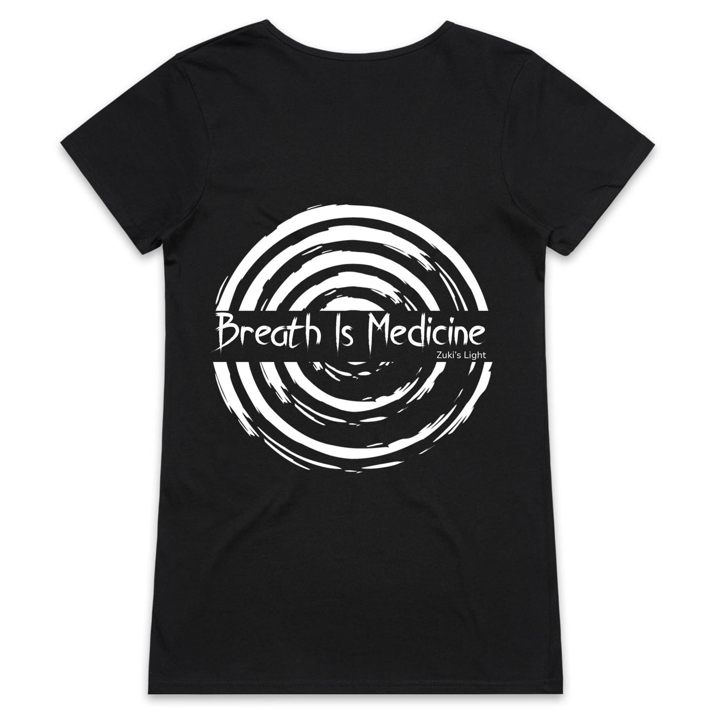 Breath Is Medicine (Back Design Only) AS Colour Bevel - Womens V-Neck T-Shirt