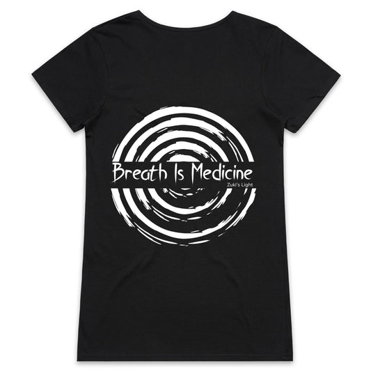 Breath Is Medicine (Back Design Only) AS Colour Bevel - Womens V-Neck T-Shirt