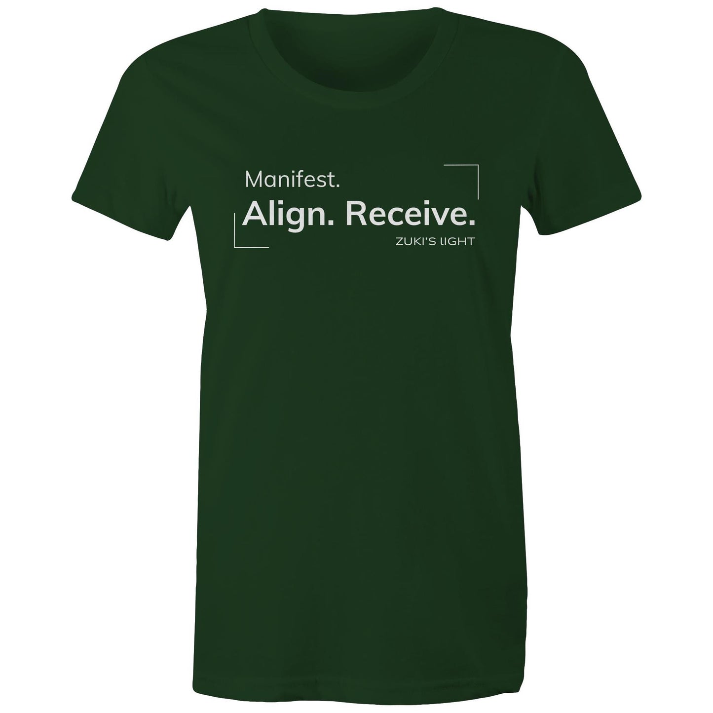 Manifest. Align. Receive. Zuki's Light Branded AS Colour - Women's Maple Tee