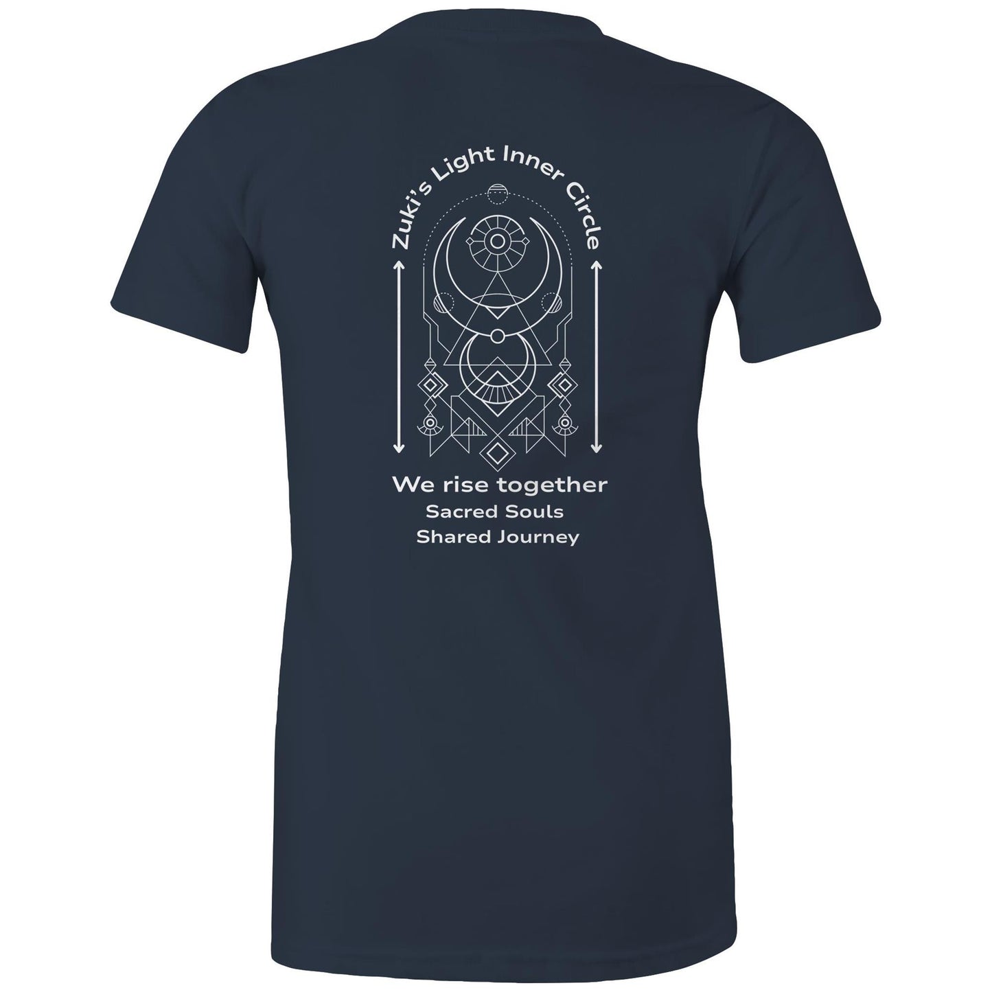 Zuki's Light Inner Circle- We Rise Together- Sacred Souls, Shared Journey (back design only) Zuki'a Light Branded AS Colour - Women's Maple Tee